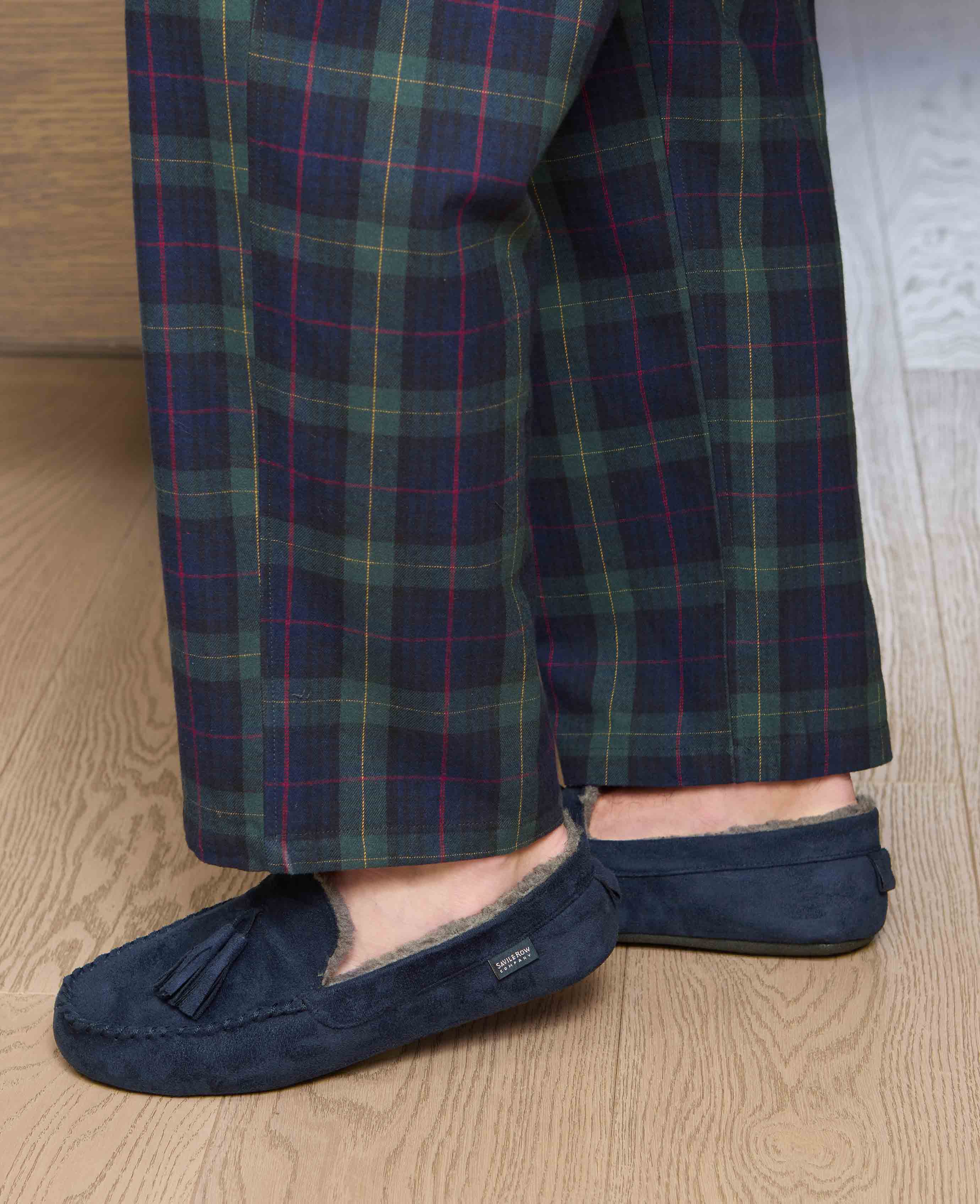 Navy Microsuede Moccasin Slippers - Image 5