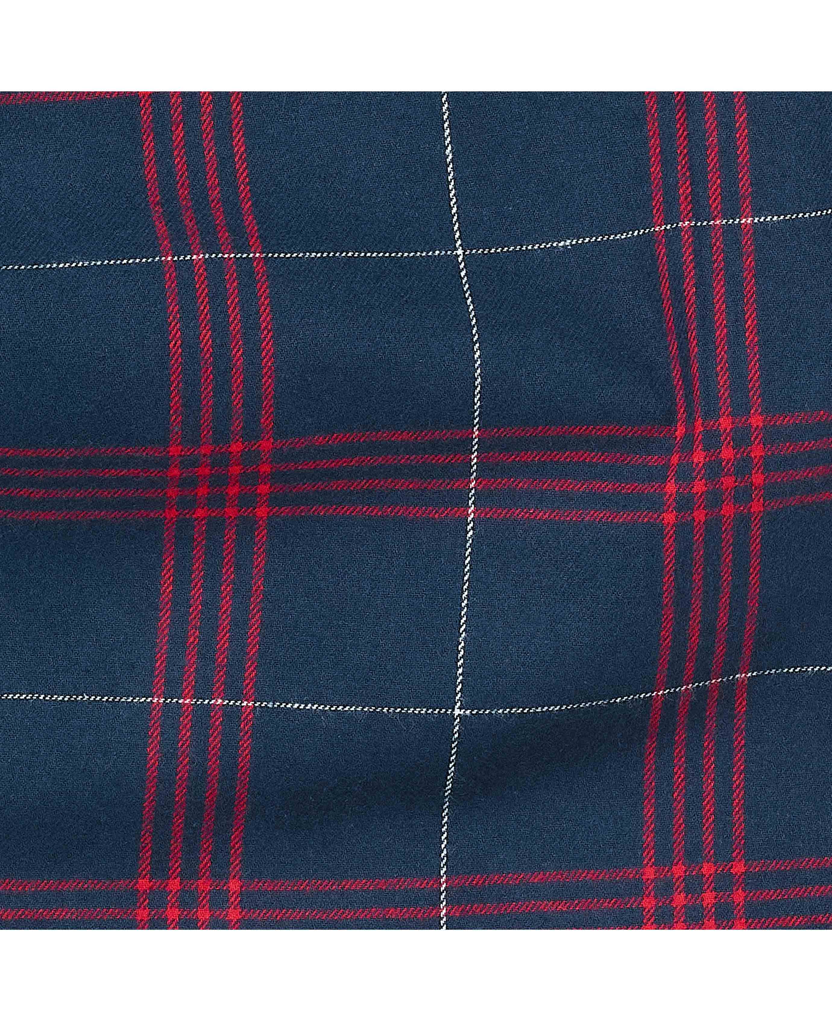 Navy Red Brushed Cotton Twill Window Check Lounge Pants - Image 6