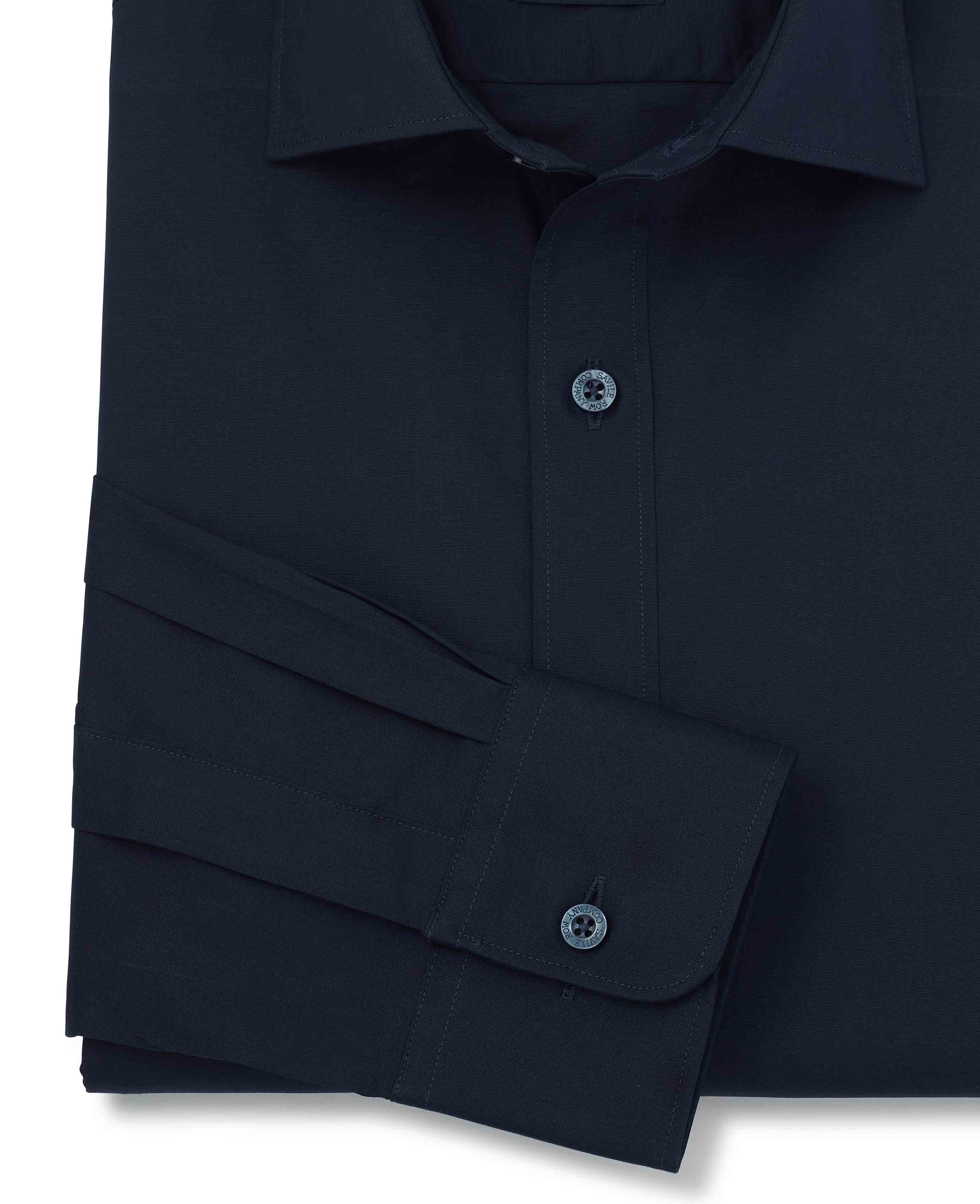Navy Slim Fit Stretch Formal Shirt - Single Cuff - Image 6