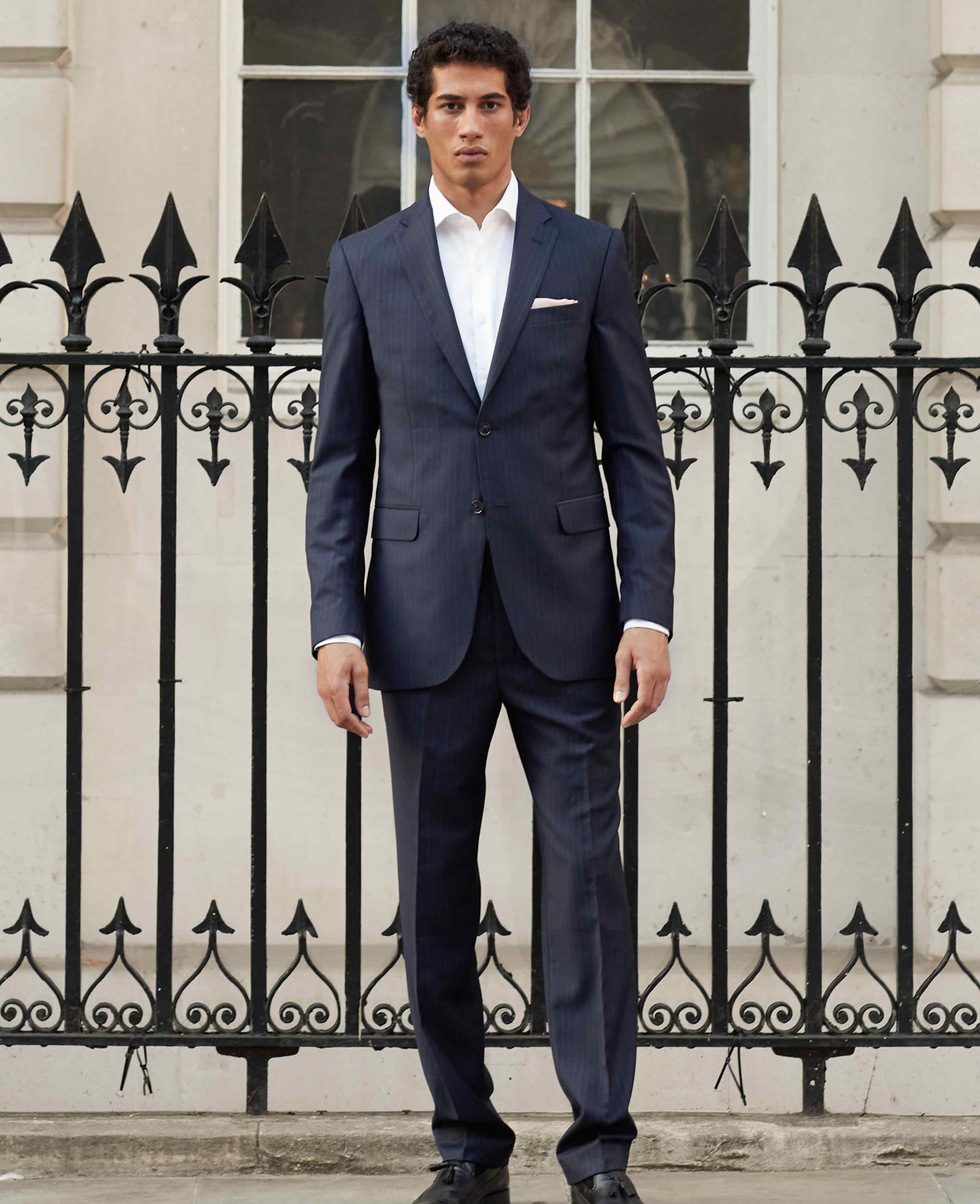 Navy Stripe Tailored Suit - Image 3