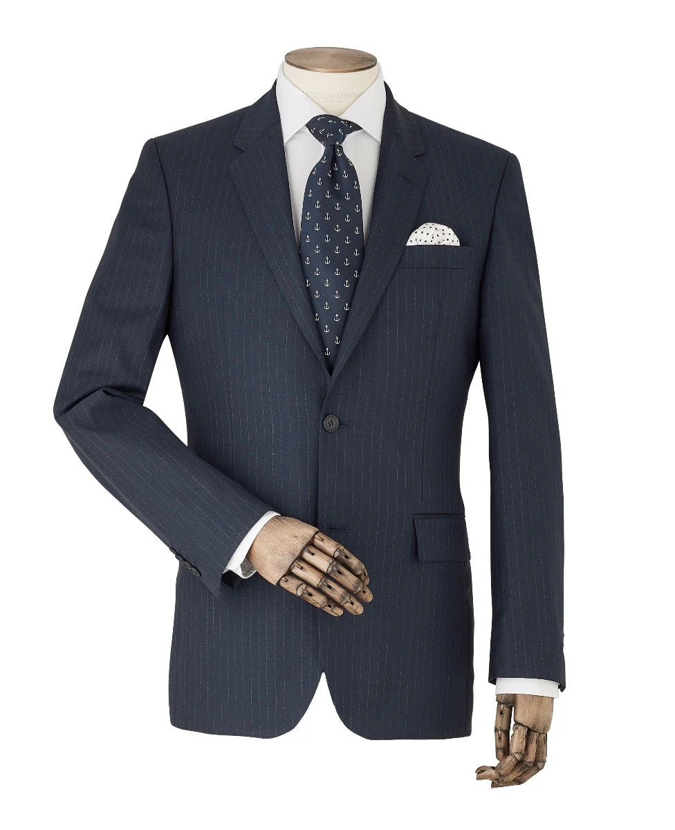Navy Stripe Tailored Suit - Image 6