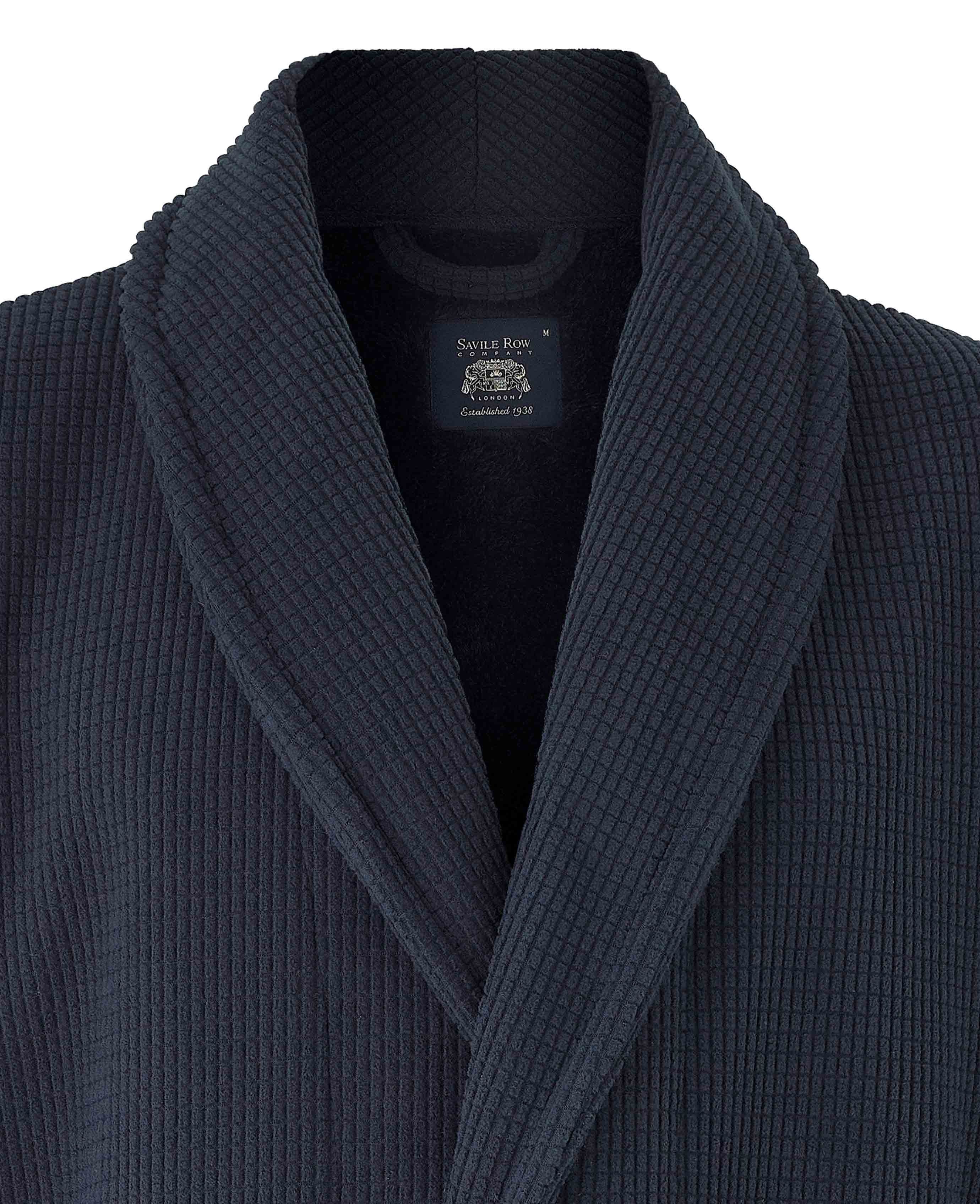 Navy Super Soft Waffle Effect Dressing Gown - Image 6