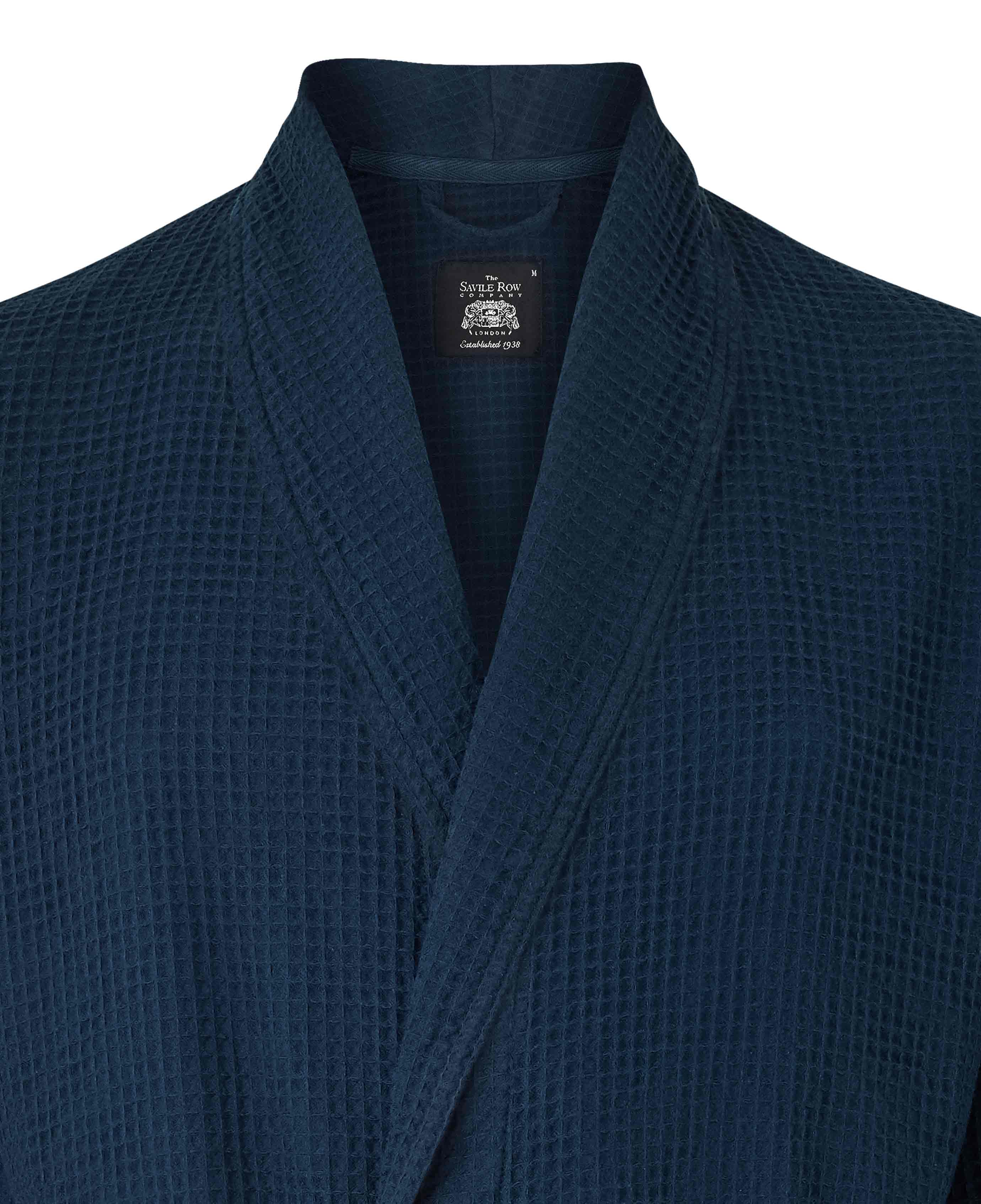 Navy Waffle Dressing Gown - Image 4