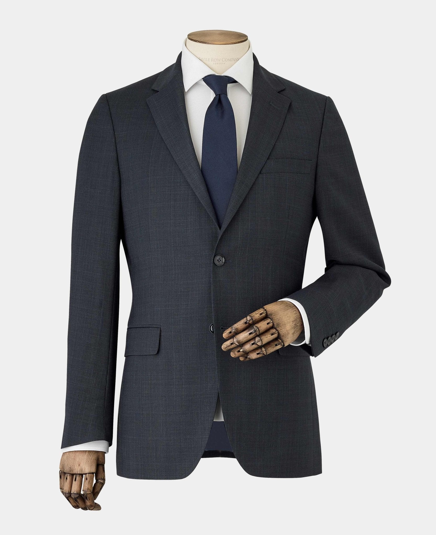 Navy Wool-Blend Prince of Wales Check Suit - Image 4