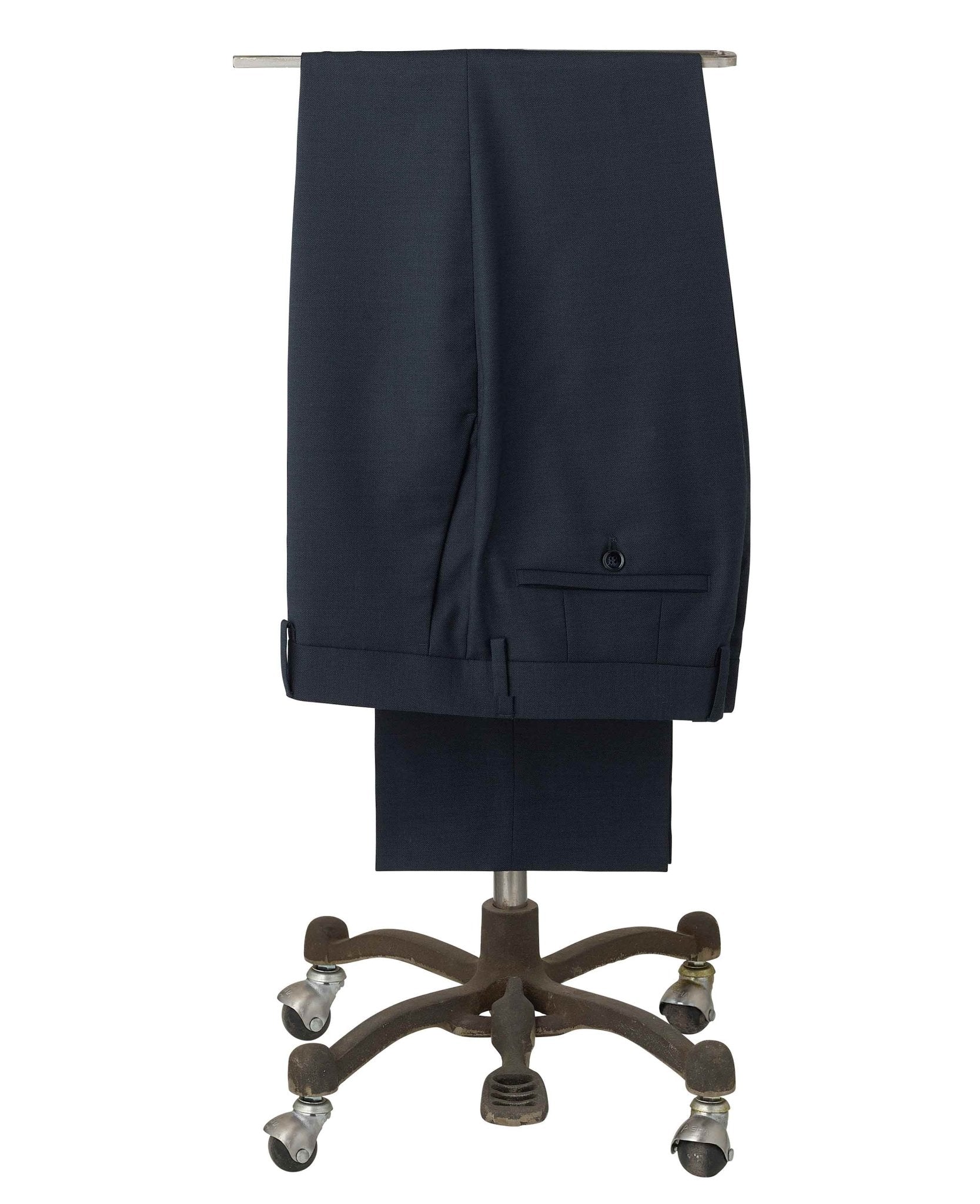 Dark Navy Wool Blend Suit Trousers - Image 3