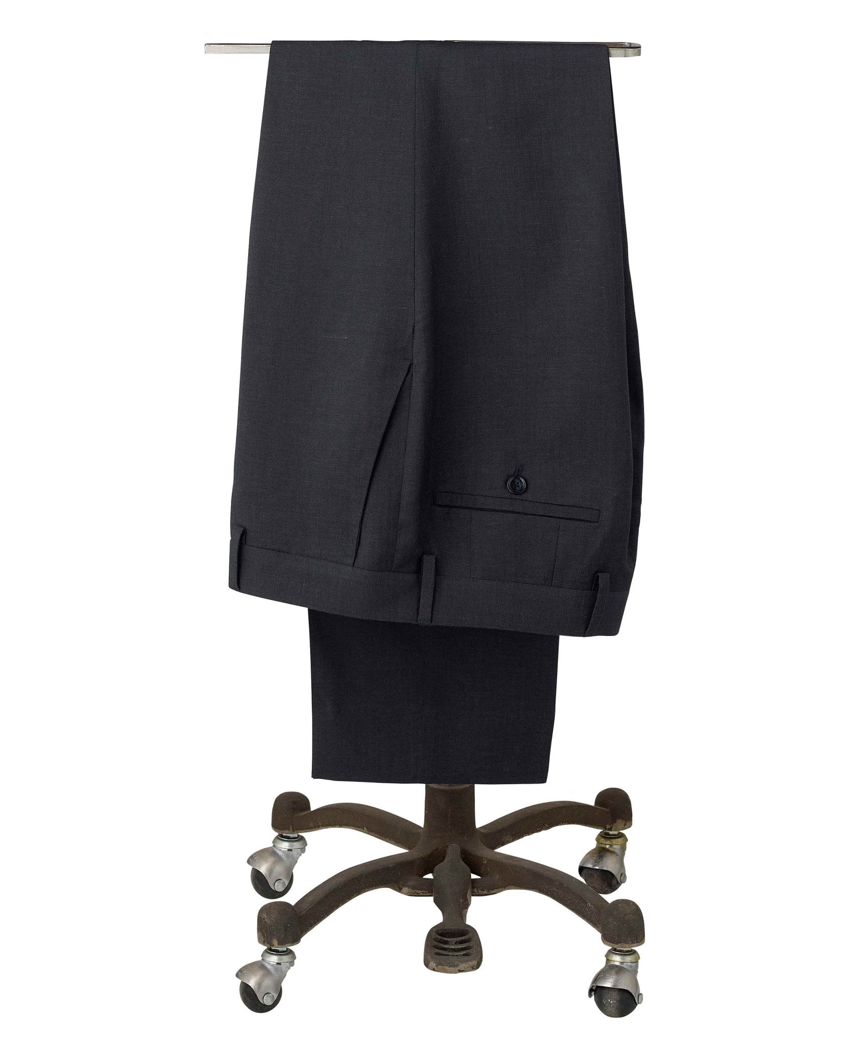 Navy Wool Linen Blend Suit Trousers - Image 3