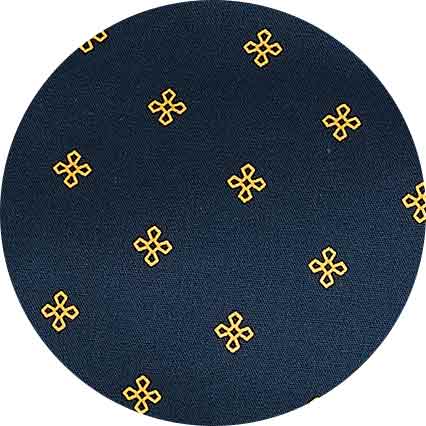 Navy Yellow Cotton Fleur De Lys Print Lounge Pants - Image 7