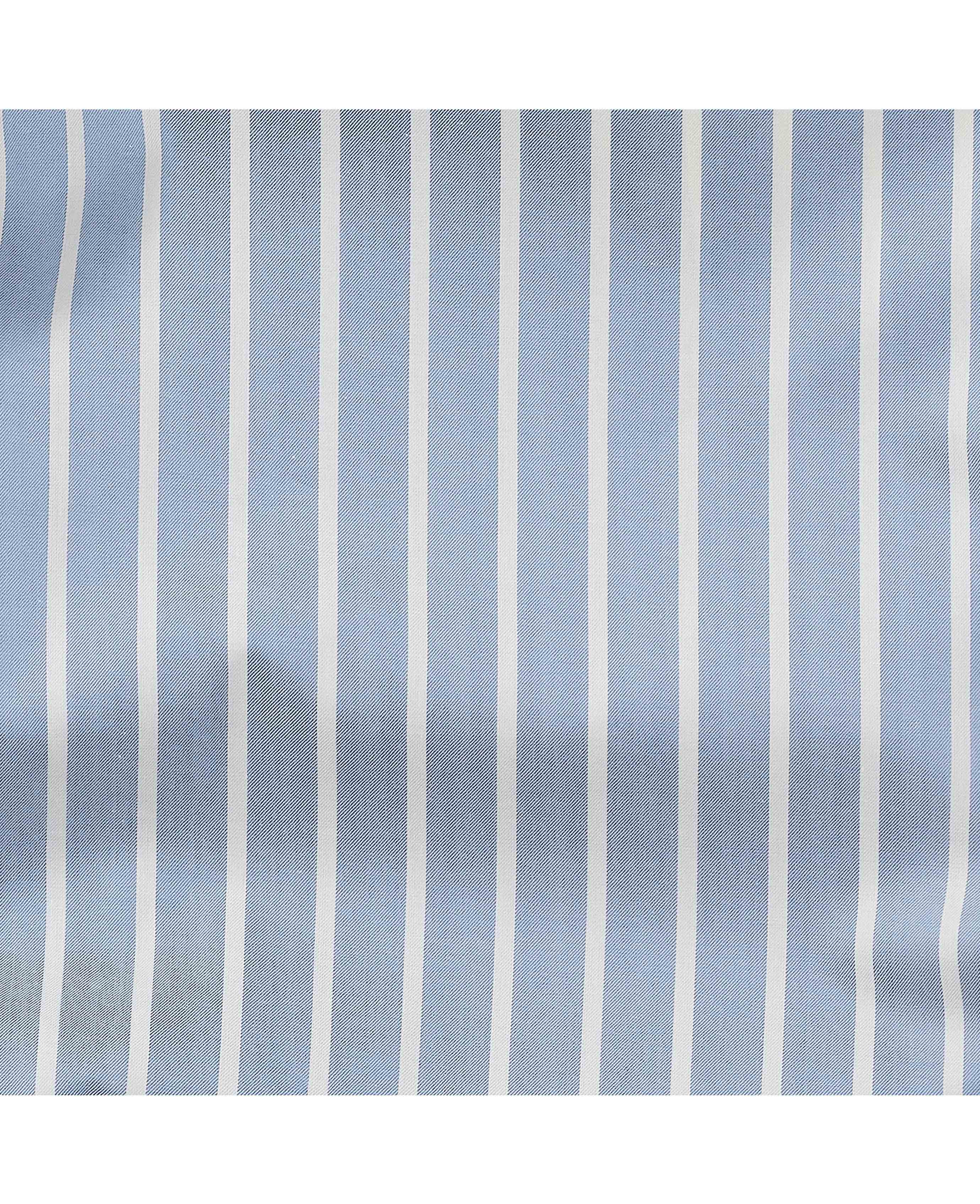 Pale Blue Cotton Twill Wide Stripe Lounge Shorts - Image 5