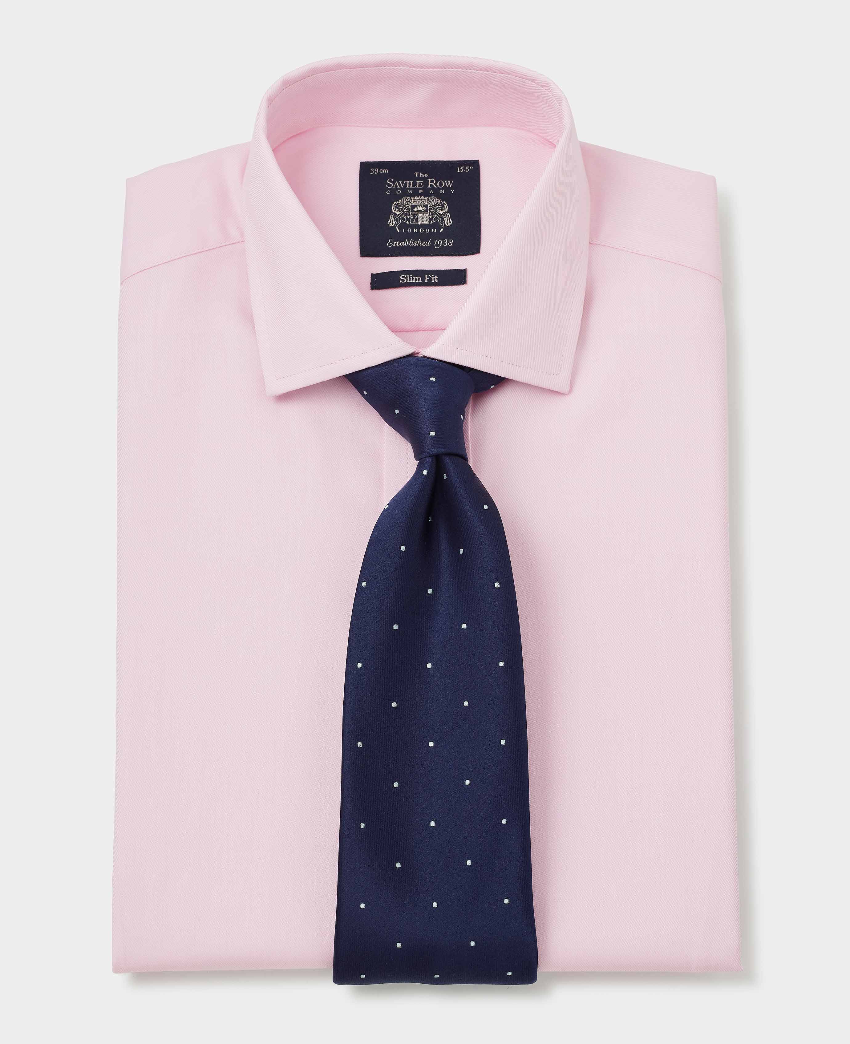 Pale Pink Twill Slim Fit Formal Shirt - Single or Double Cuff - Image 3