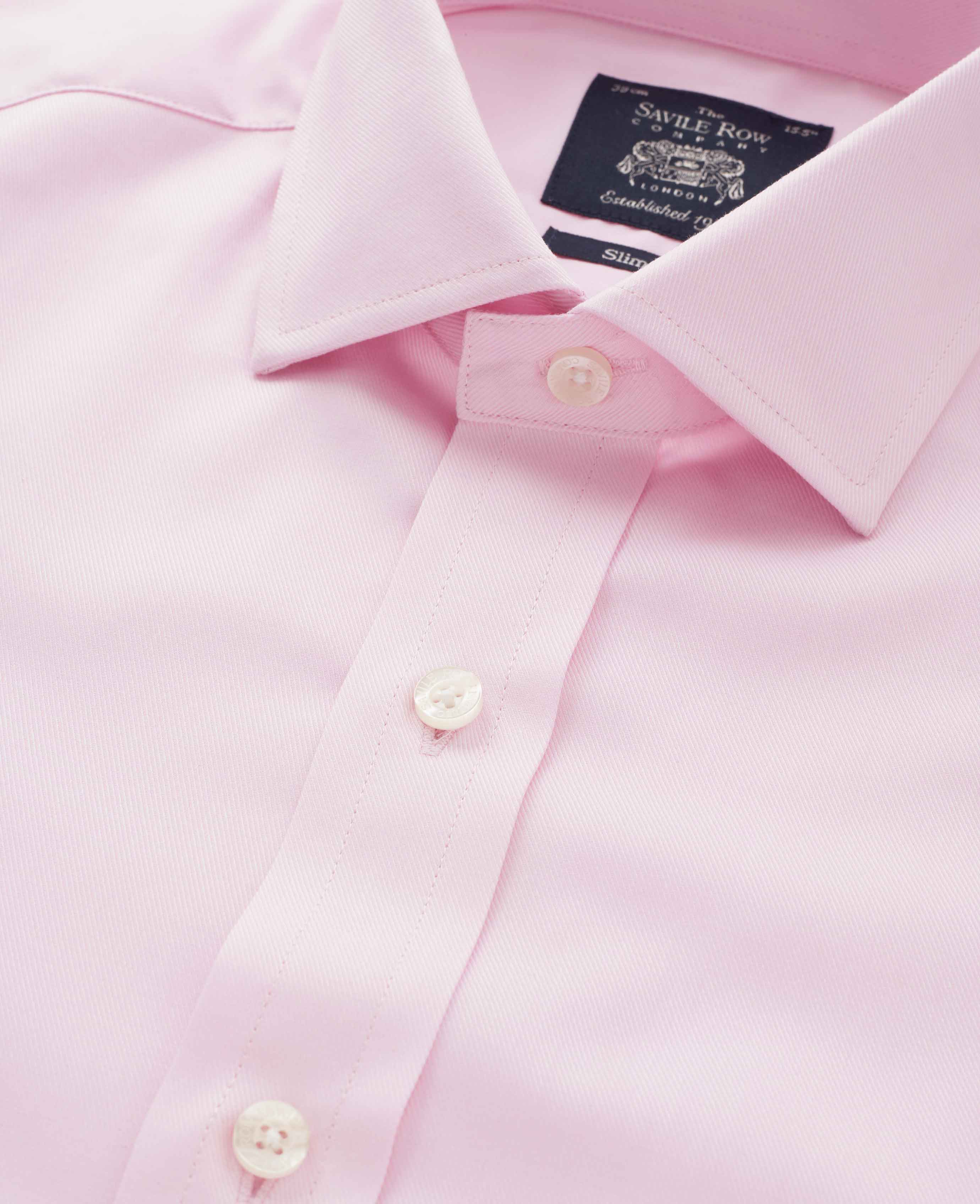 Pale Pink Twill Slim Fit Formal Shirt - Single or Double Cuff - Image 6