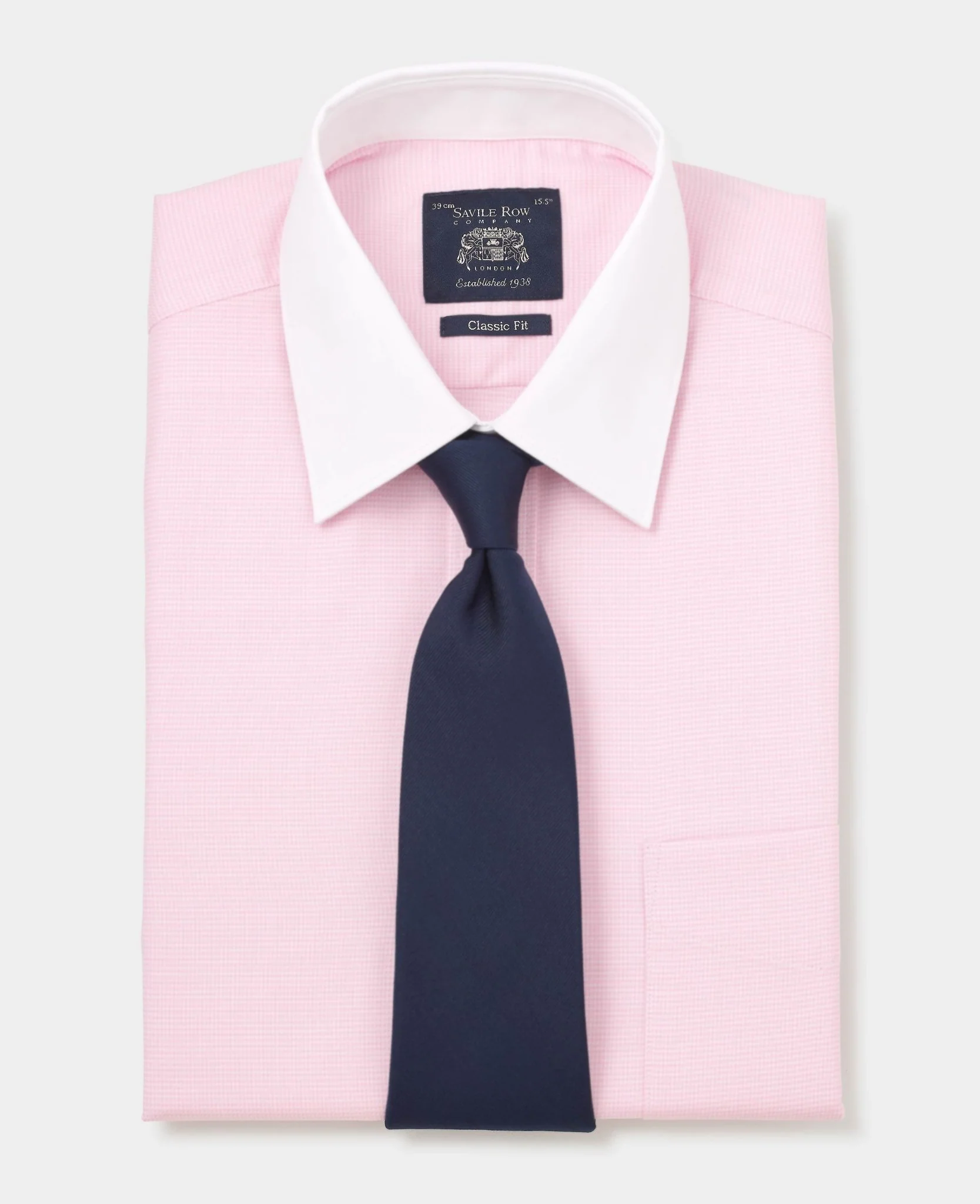 Pink Textured Cotton Puppytooth Classic Fit Winchester Formal Shirt - Double Cuff - Image 6