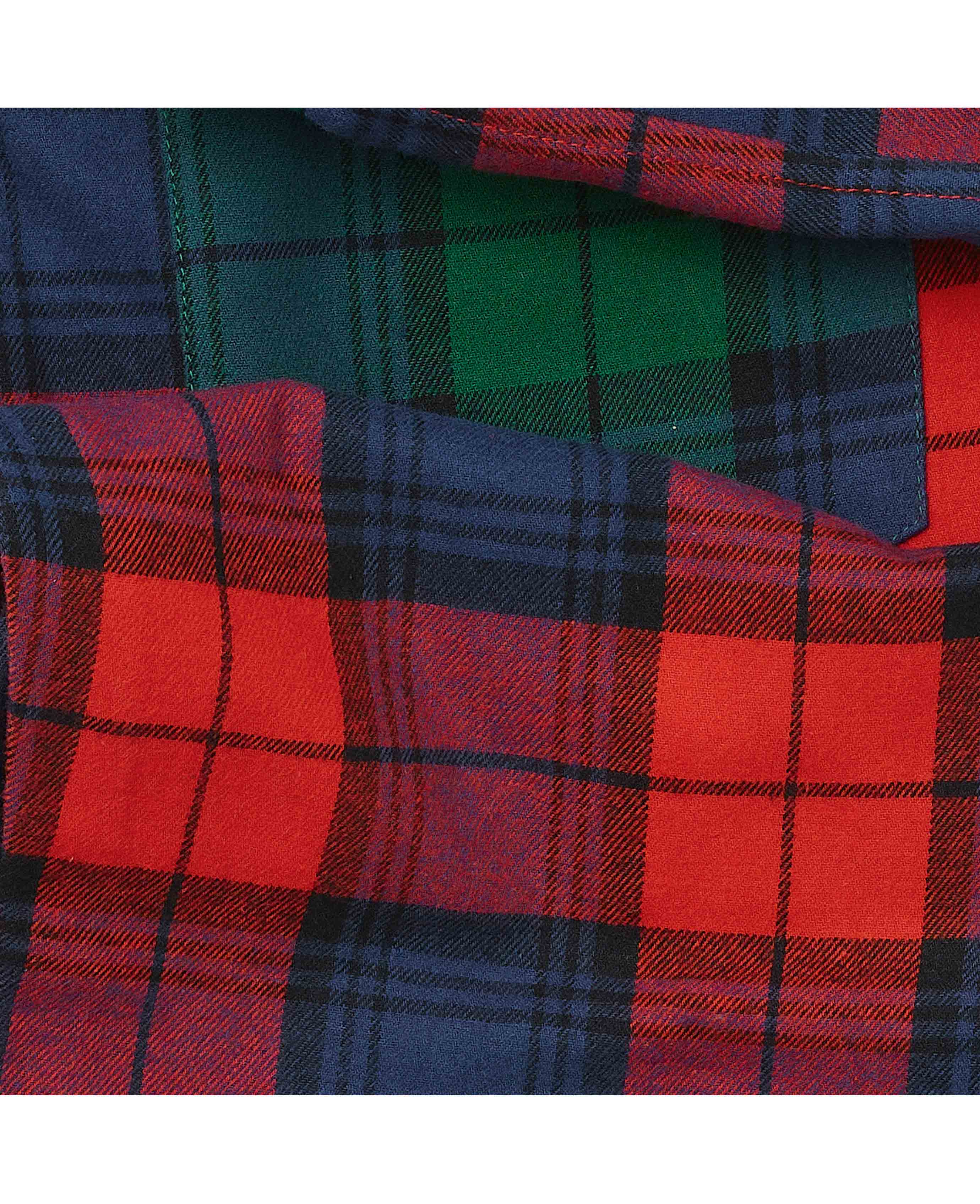 Red Multi Brushed Cotton Twill Window Check Lounge Pants - Image 5