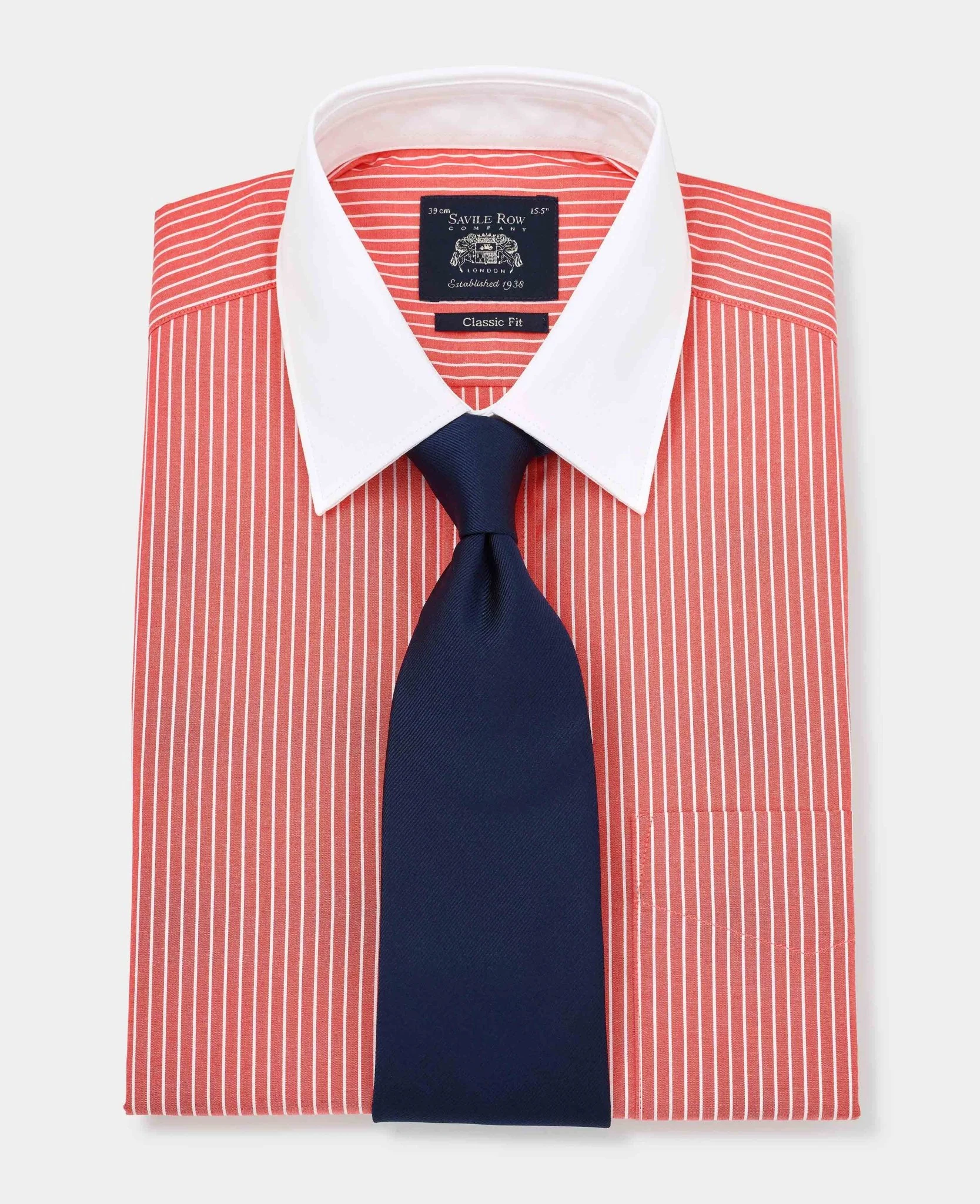 Red White Poplin Stripe Classic Fit Formal Shirt - Double Cuff - Image 3