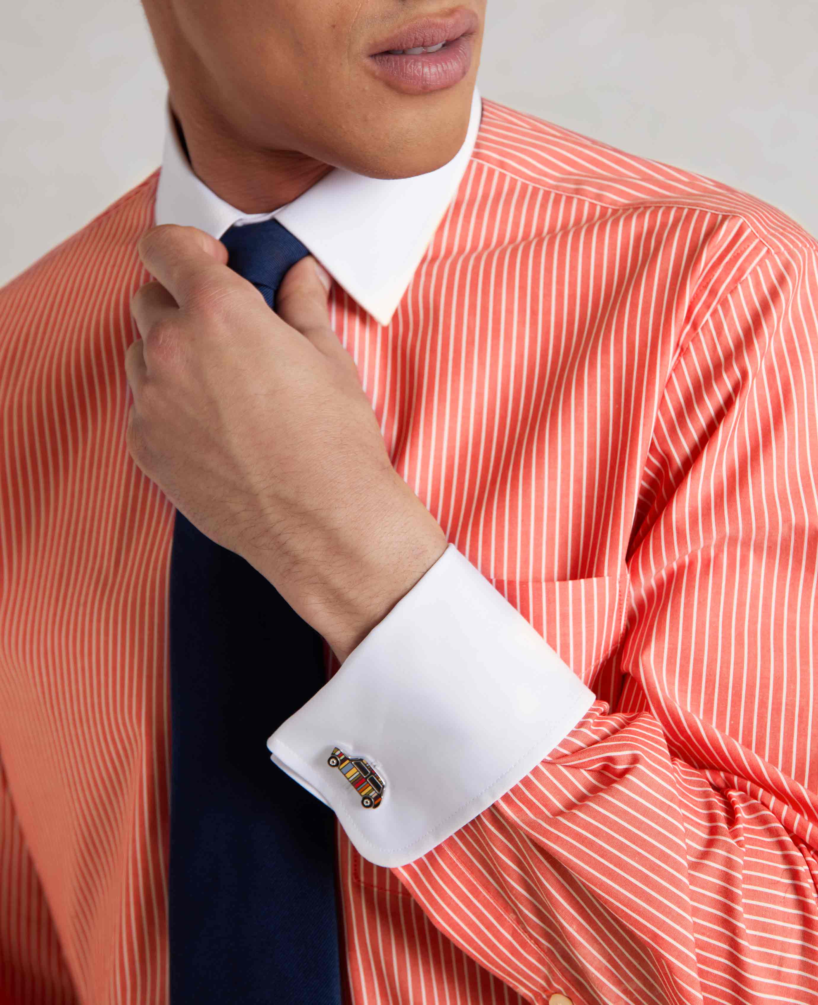 Red White Poplin Stripe Classic Fit Formal Shirt - Double Cuff - Image 6