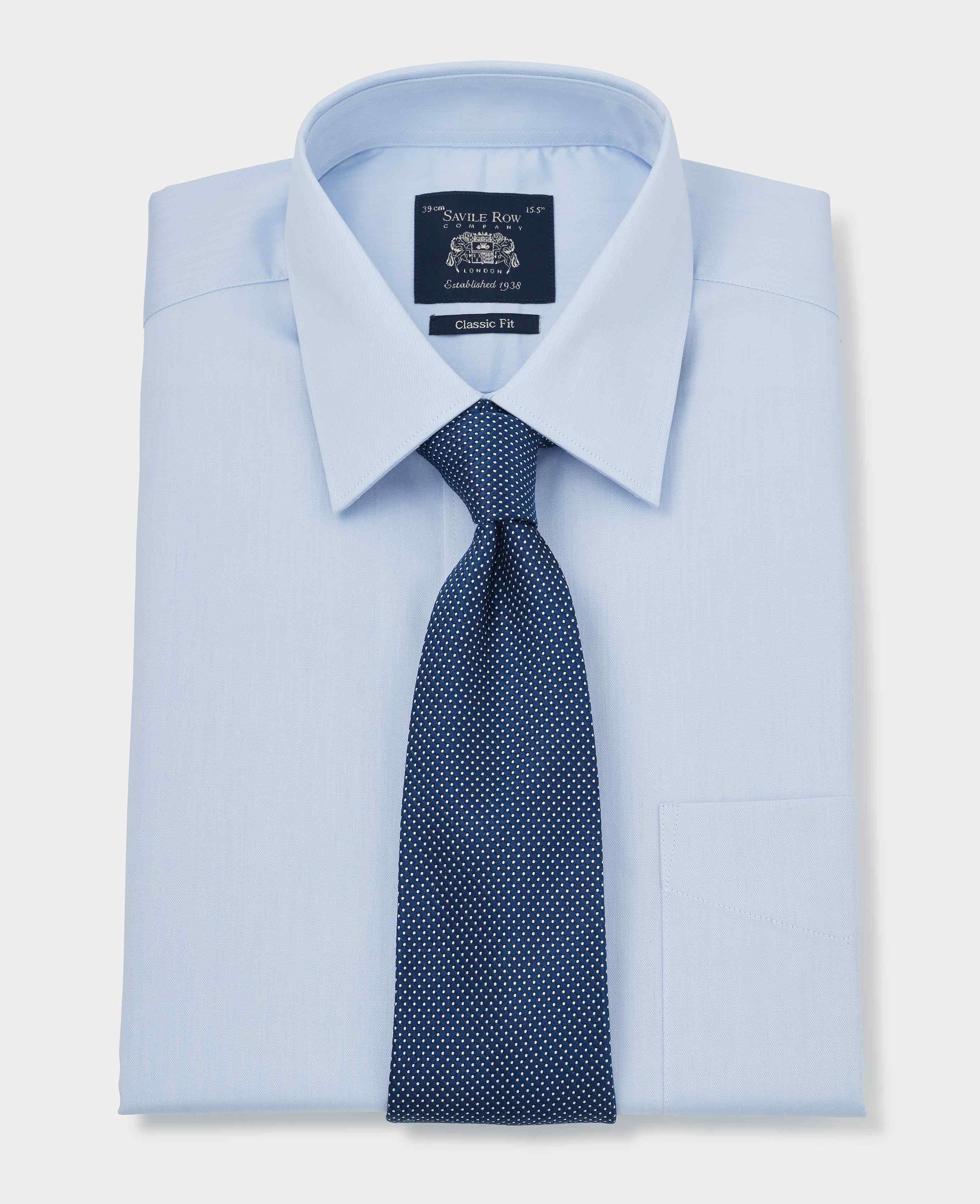 Sky Blue Cotton Twill Classic Fit Shirt - Single or Double Cuff - Image 3