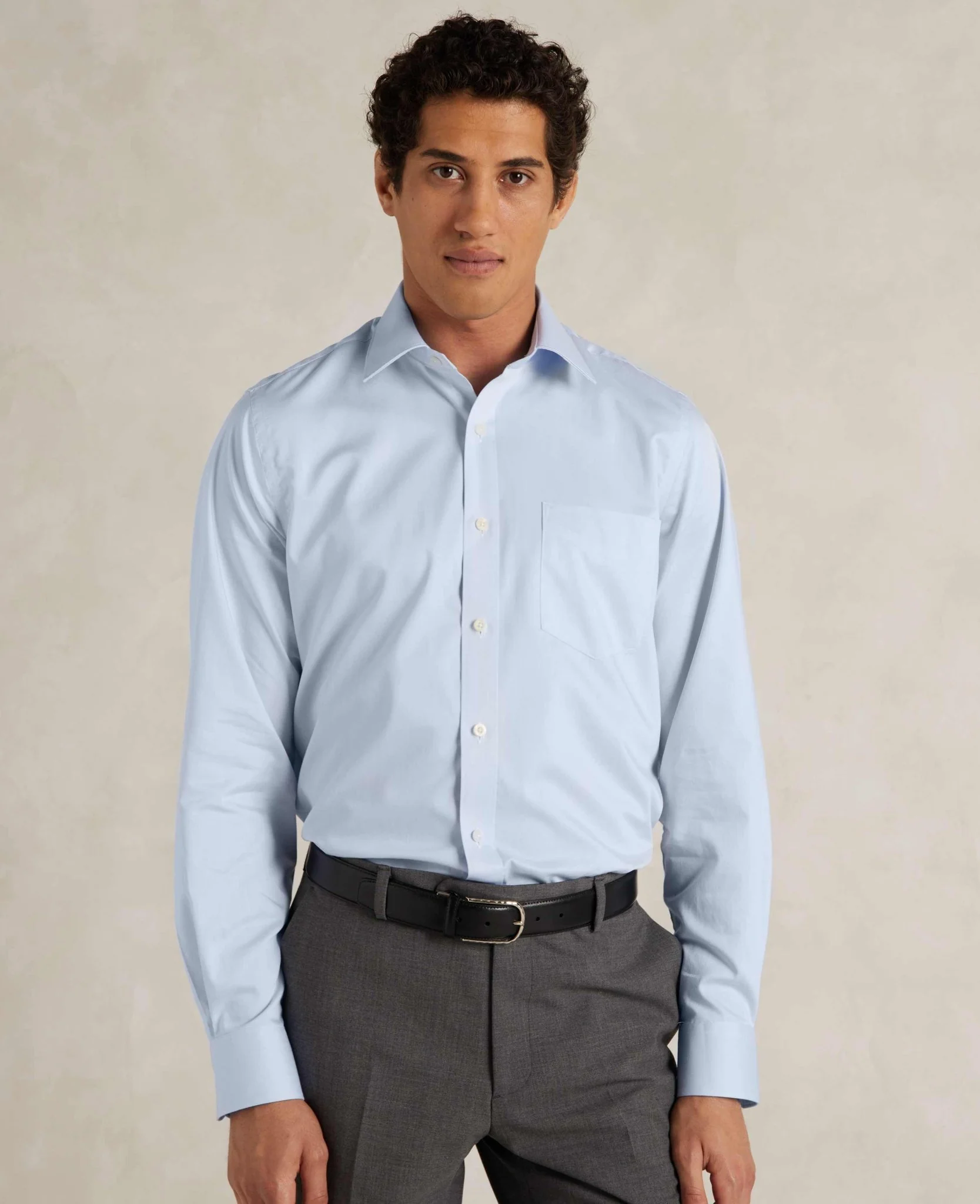 Sky Blue Cotton Twill Classic Fit Shirt - Single or Double Cuff - Image 4