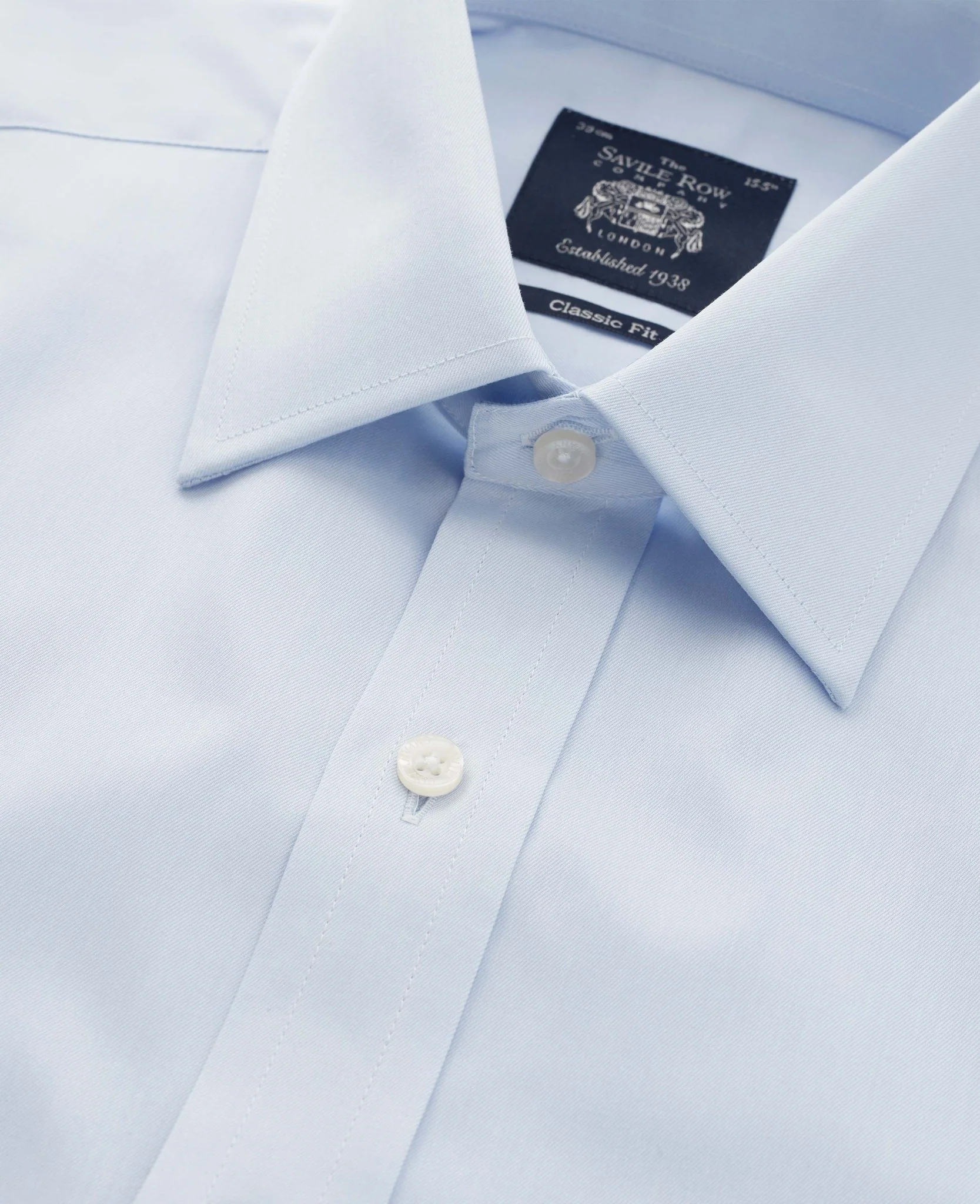 Sky Blue Cotton Twill Classic Fit Shirt - Single or Double Cuff - Image 6