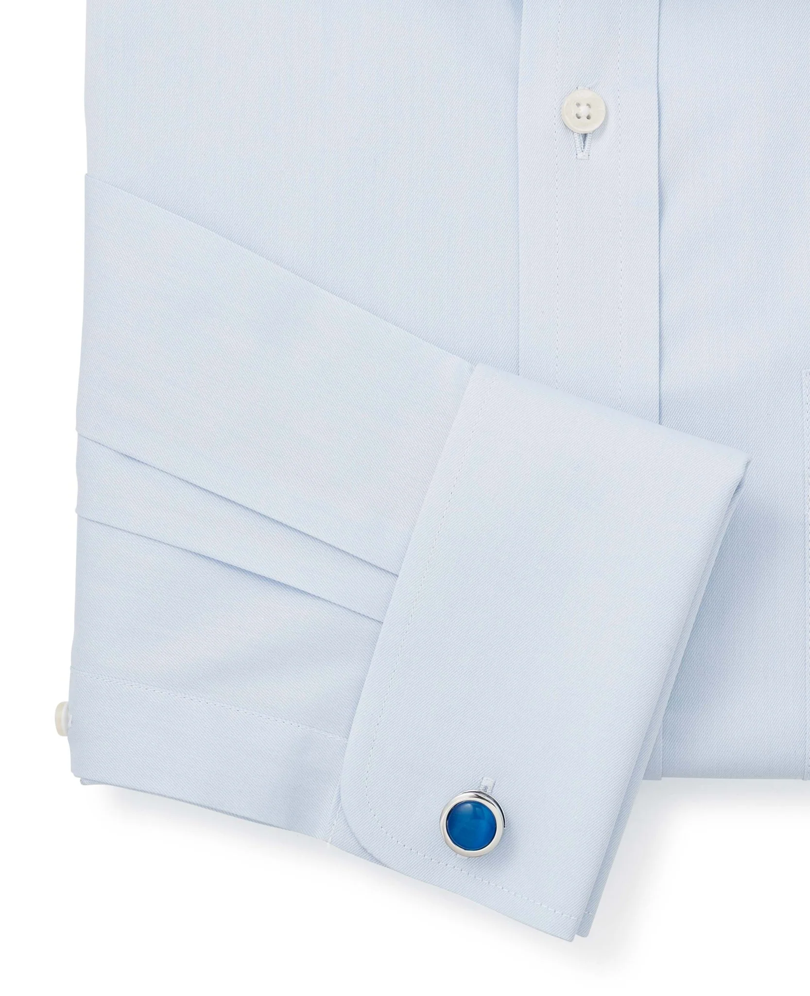 Sky Blue Cotton Twill Classic Fit Shirt - Single or Double Cuff - Image 7