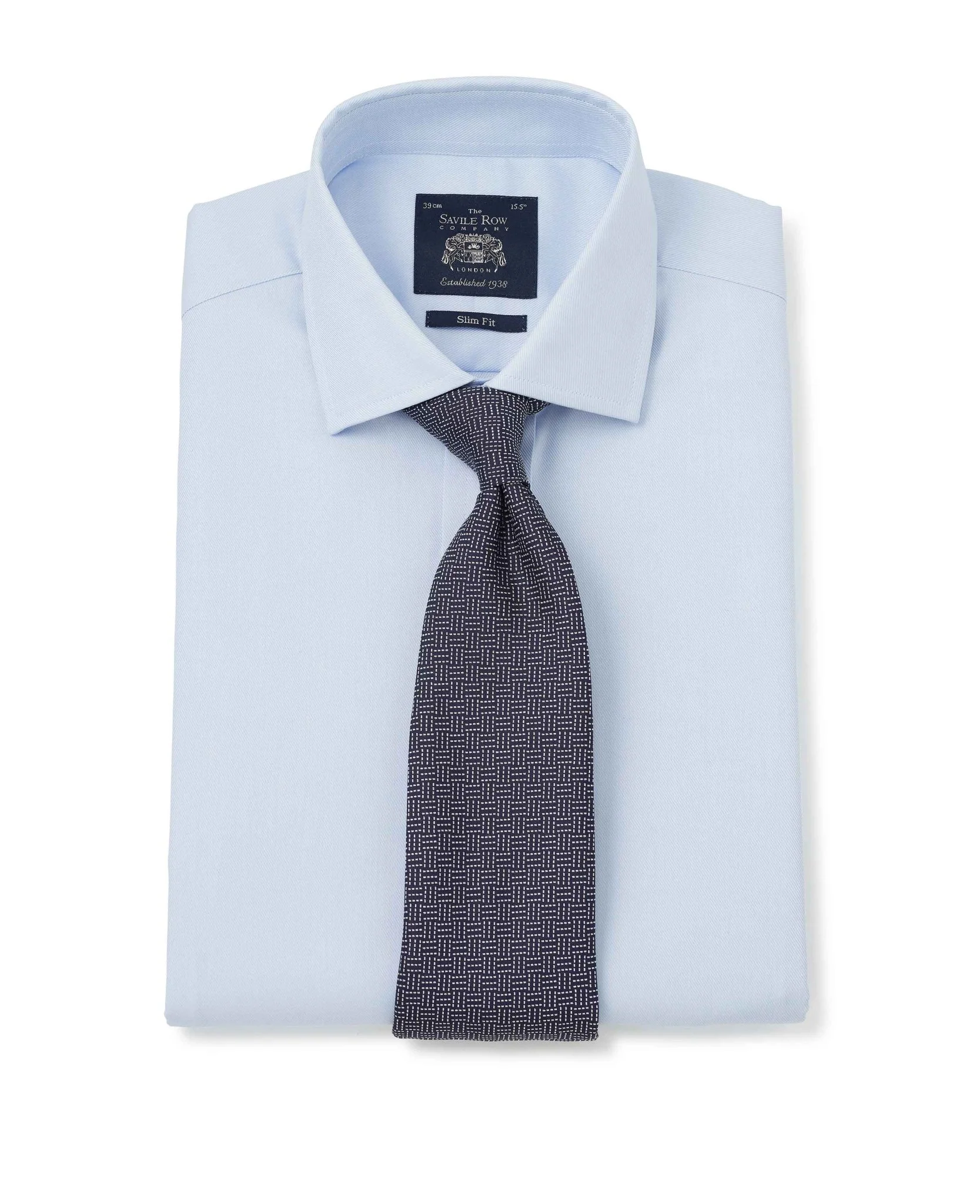 Sky Blue Twill Slim Fit Shirt W/ Cutaway Collar - Single or Double Cuff - Image 3