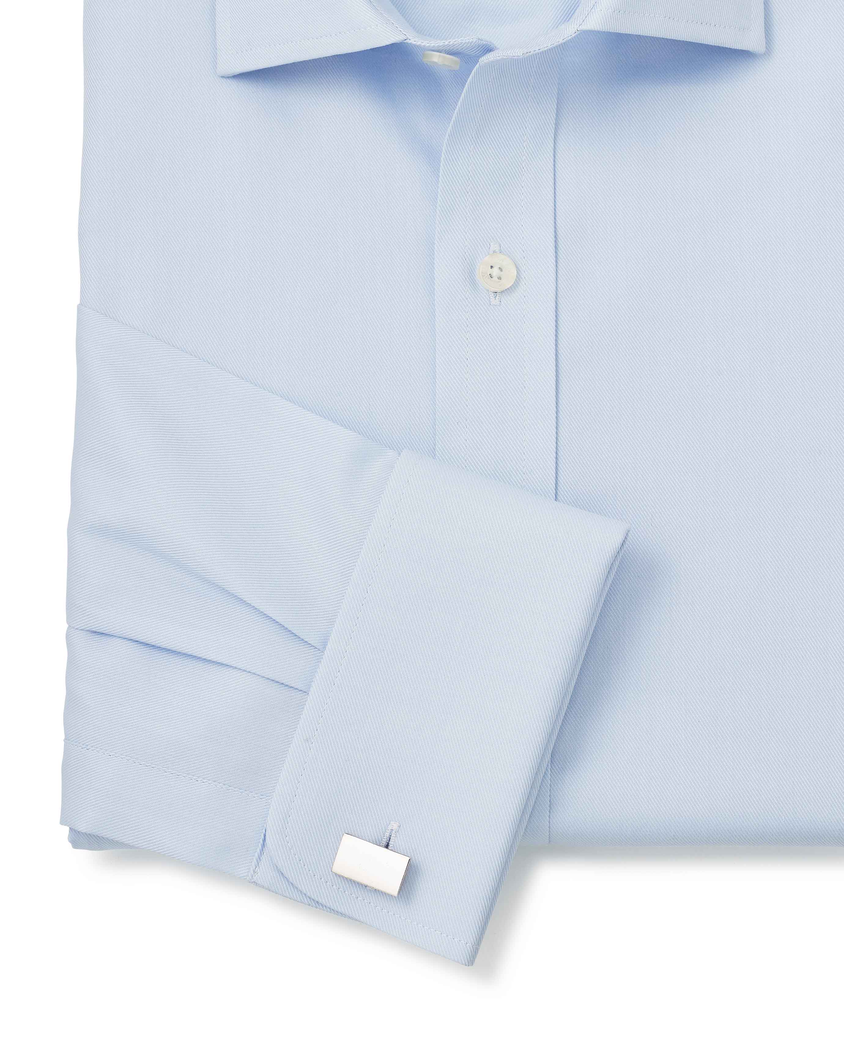 Sky Blue Twill Slim Fit Shirt W/ Cutaway Collar - Single or Double Cuff - Image 8