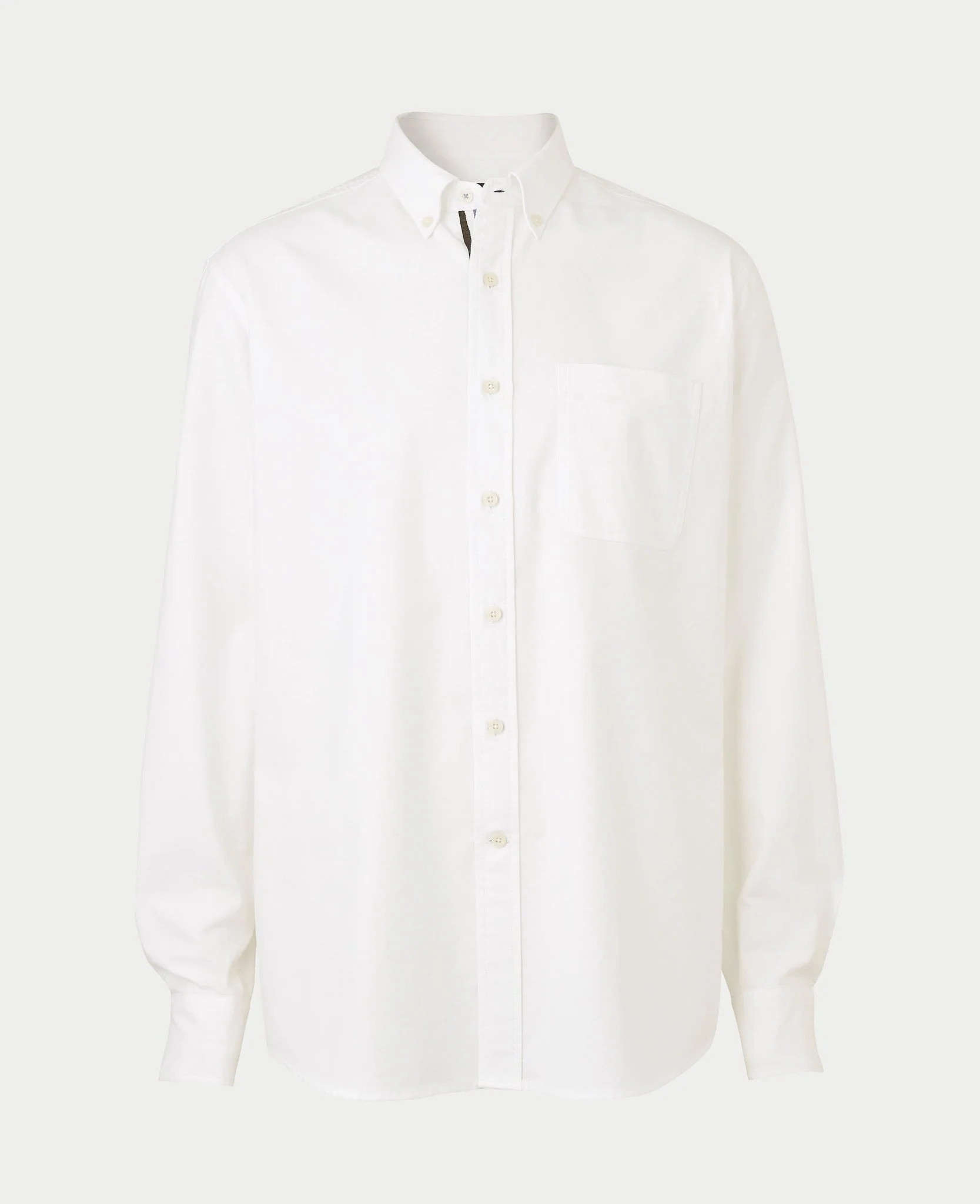White Button-Down Classic Fit Oxford Shirt - Stripe Contrast Detail - Image 3