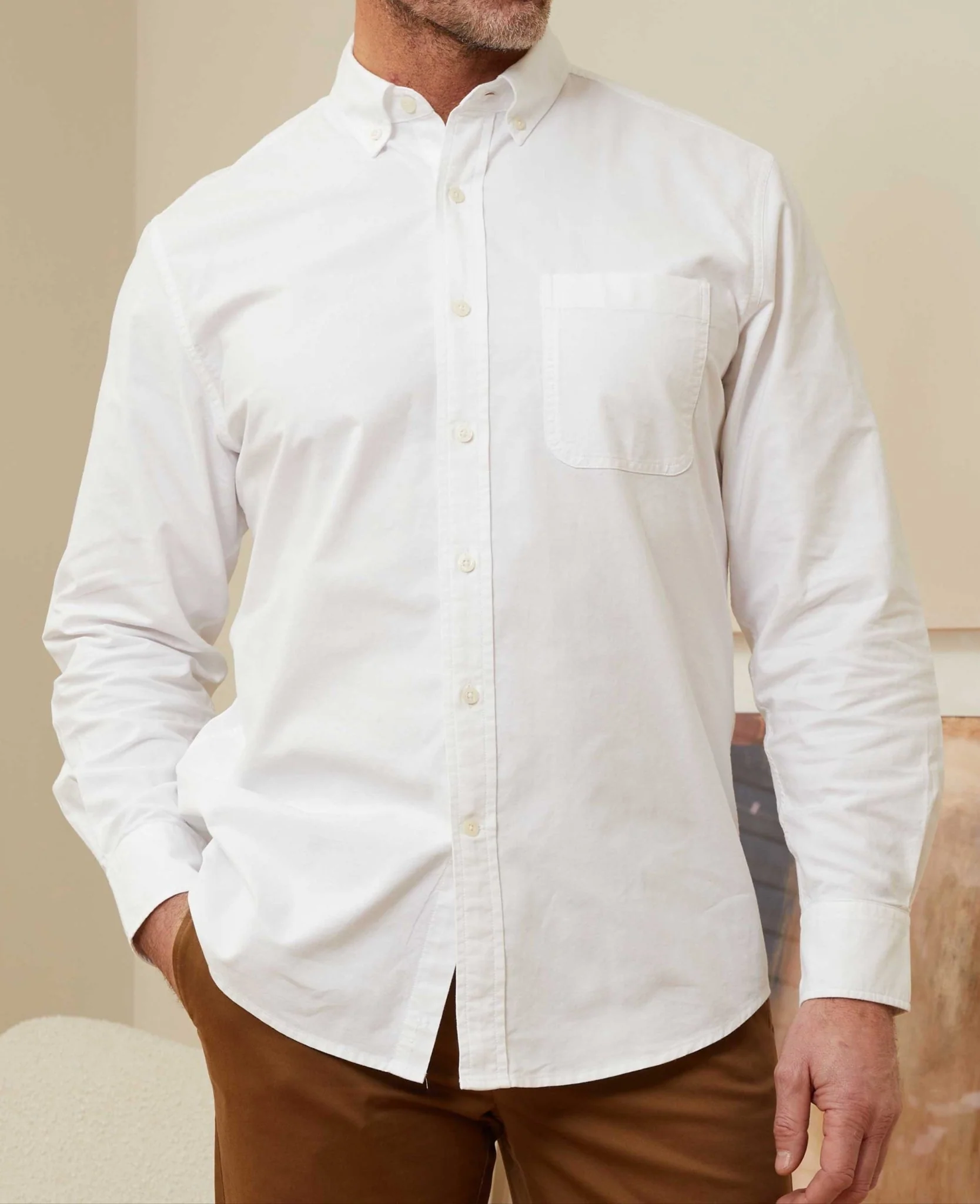 White Classic Fit Oxford Shirt - Image 6