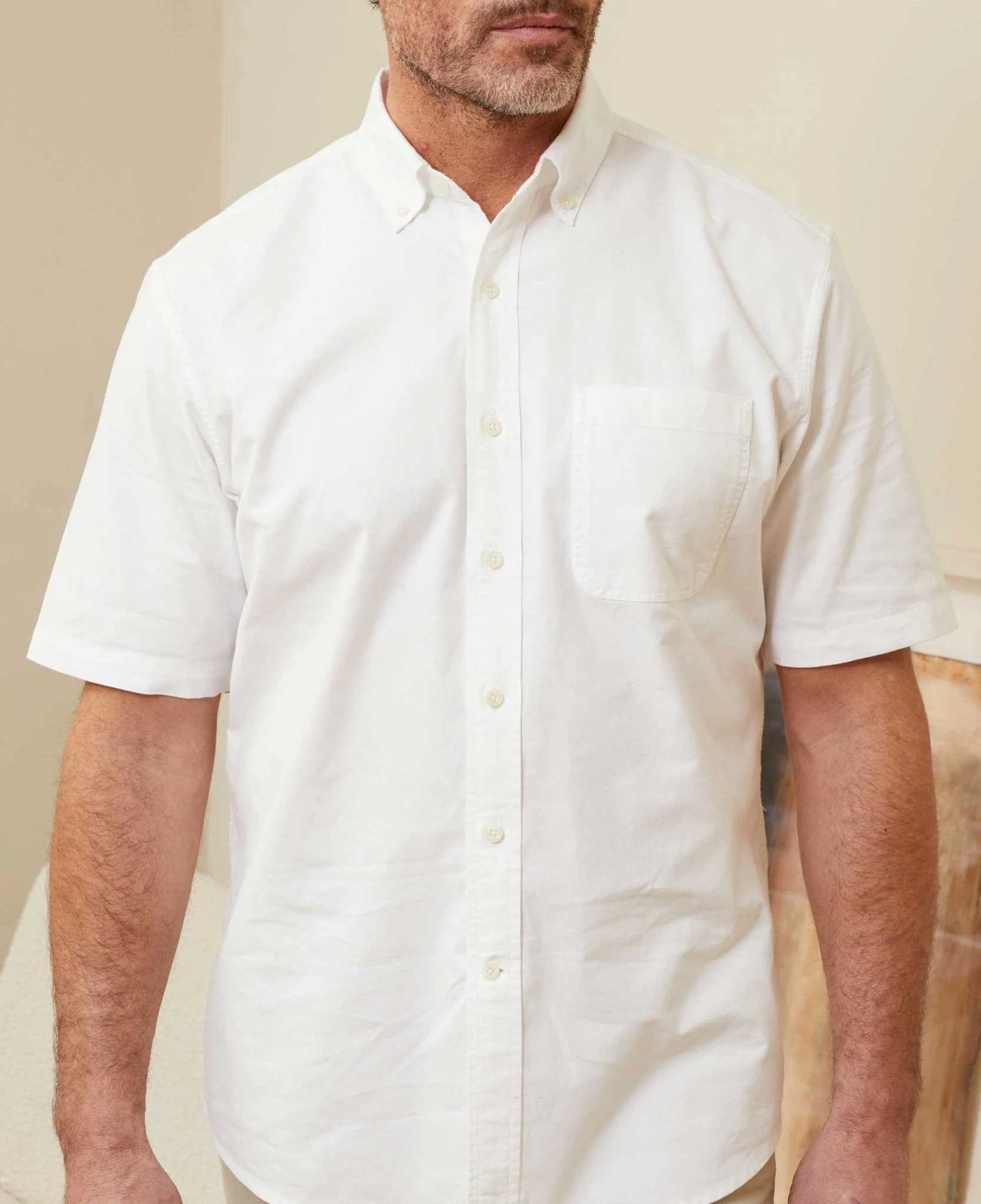 White Classic Fit Short Sleeve Oxford Shirt - Image 6