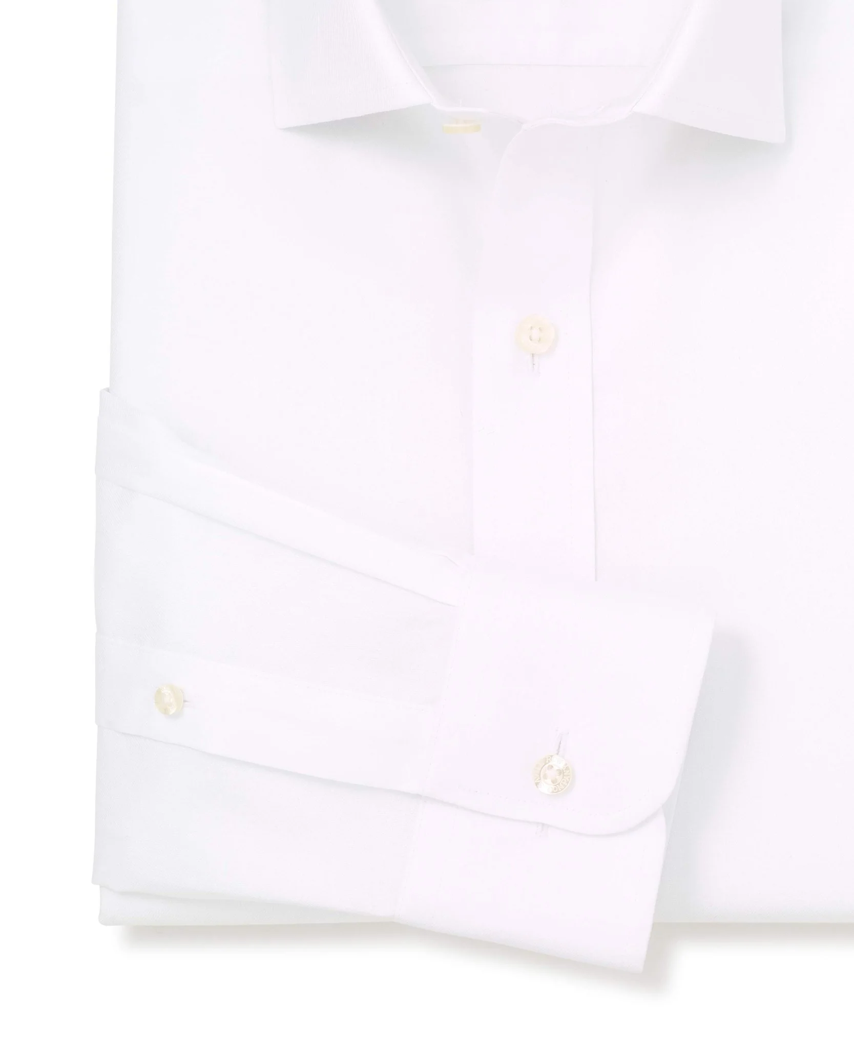 White Cotton Twill Slim Fit Non-Iron Shirt - Single Cuff - Image 3