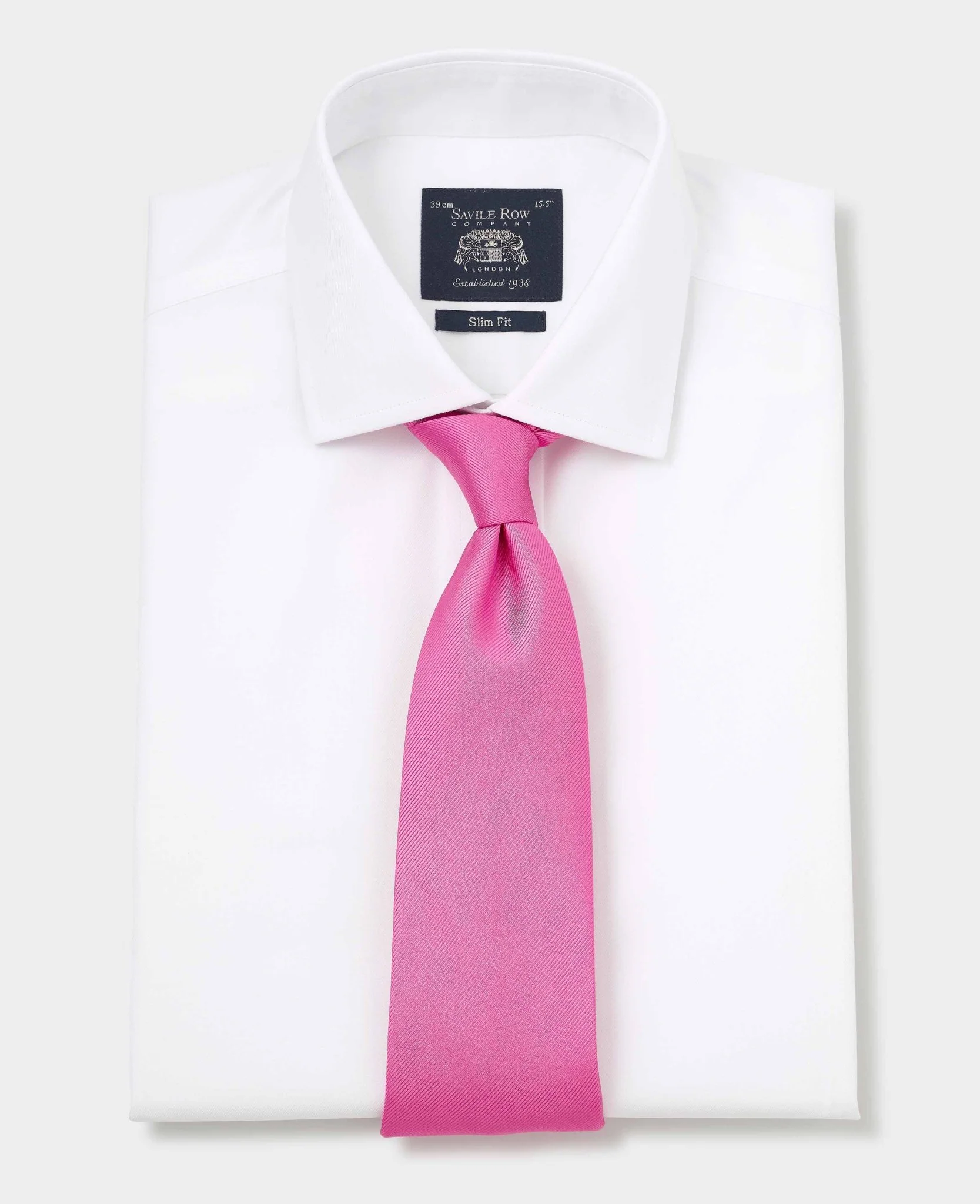 White Cotton Twill Slim Fit Non-Iron Shirt - Single Cuff - Image 4