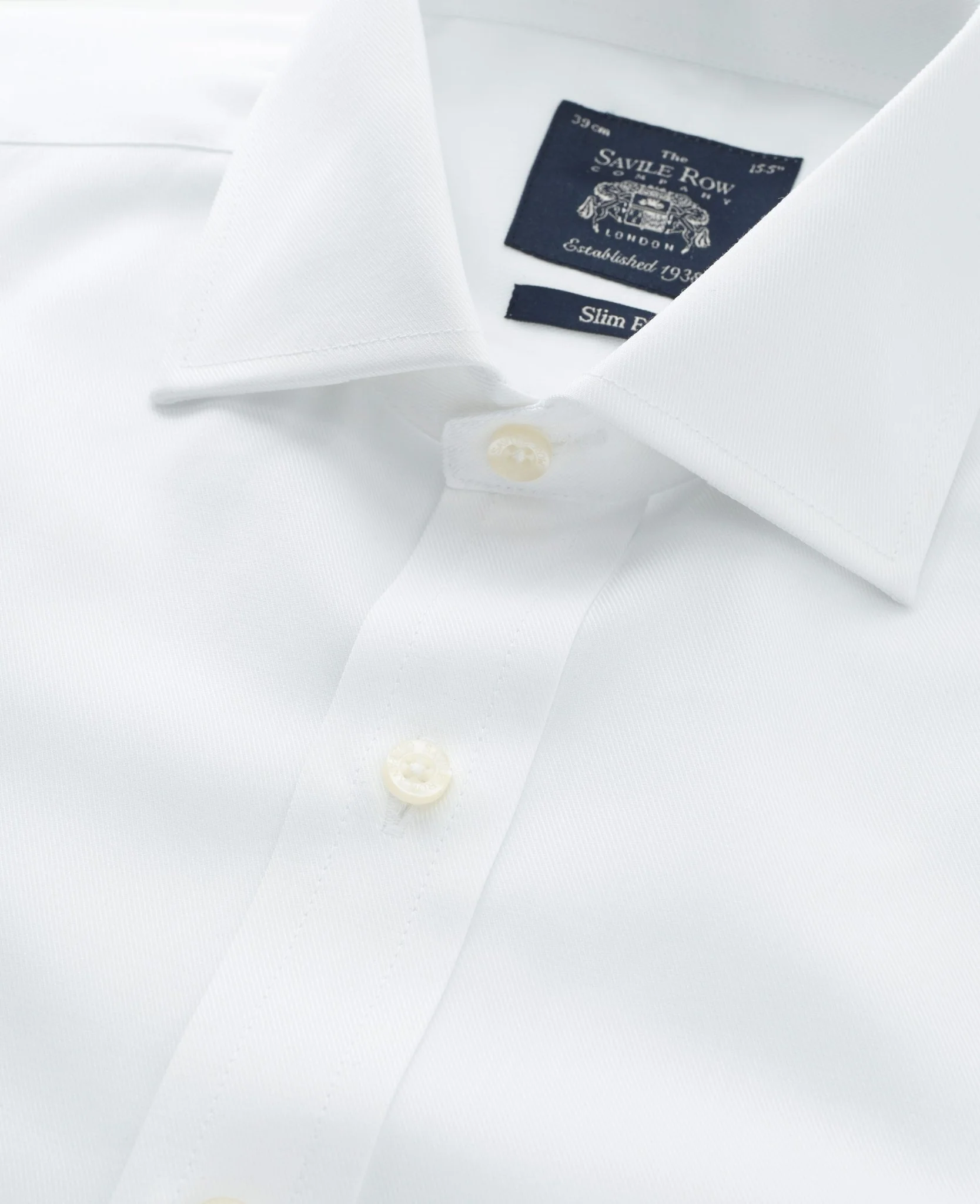 White Fine Twill Slim Fit Formal Shirt - Single or Double Cuff - Image 6