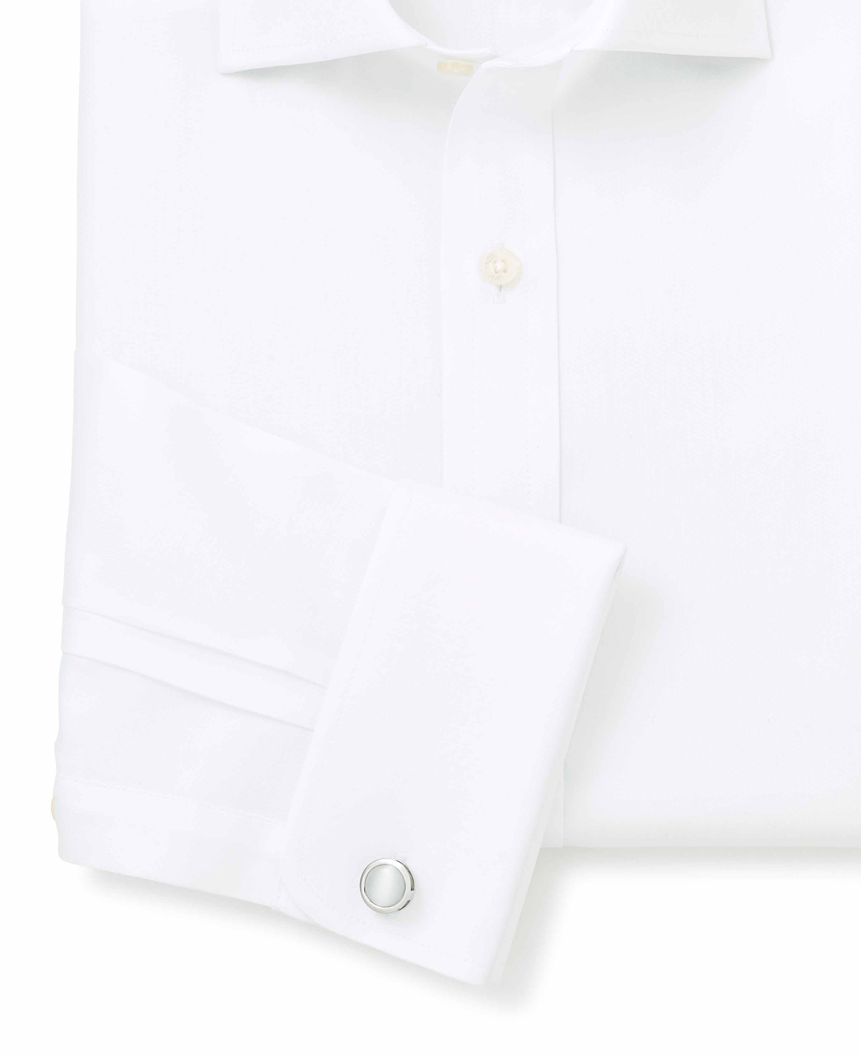 White Fine Twill Slim Fit Formal Shirt - Single or Double Cuff - Image 7