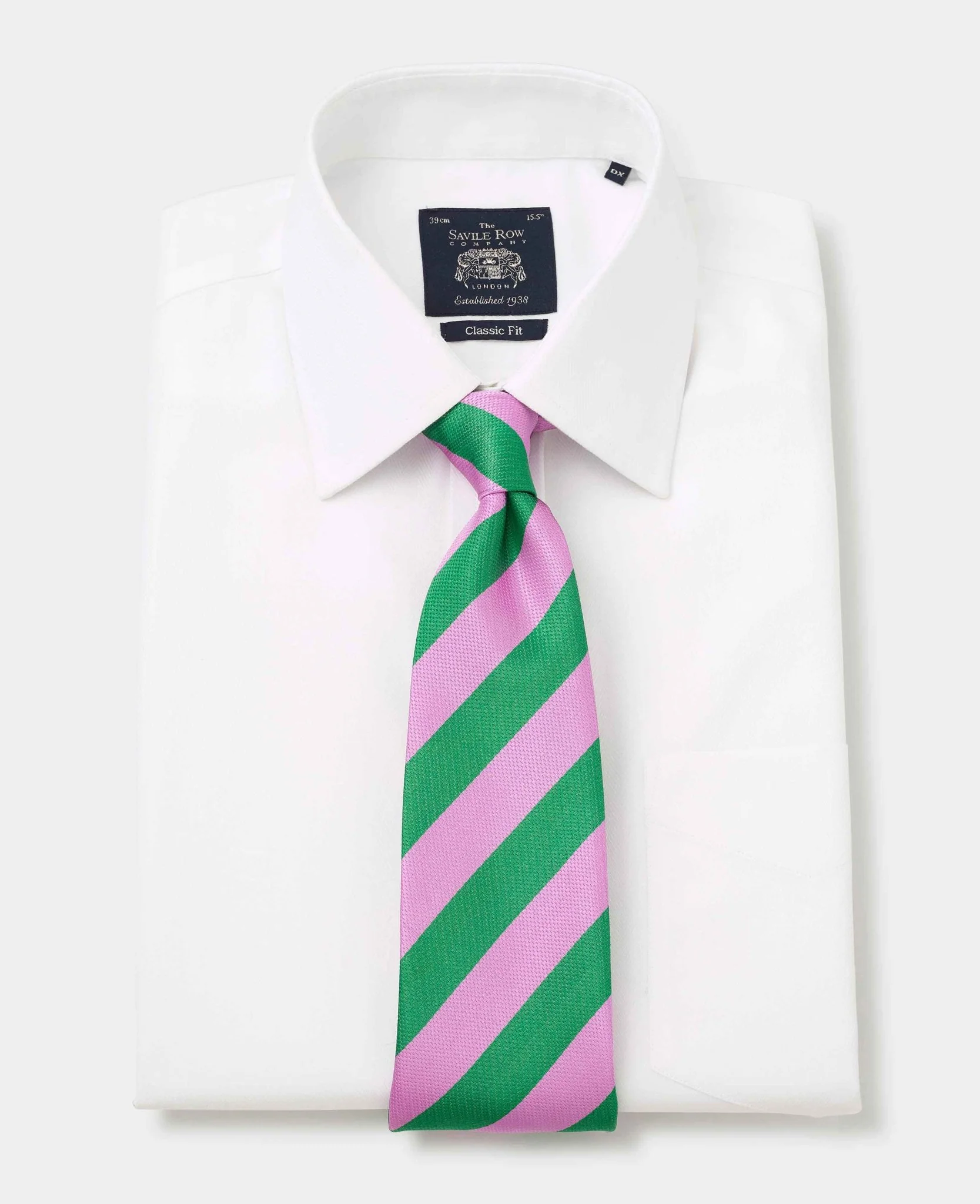 White Herringbone Classic Fit Non-Iron Formal Shirt - Double Cuff - Image 3