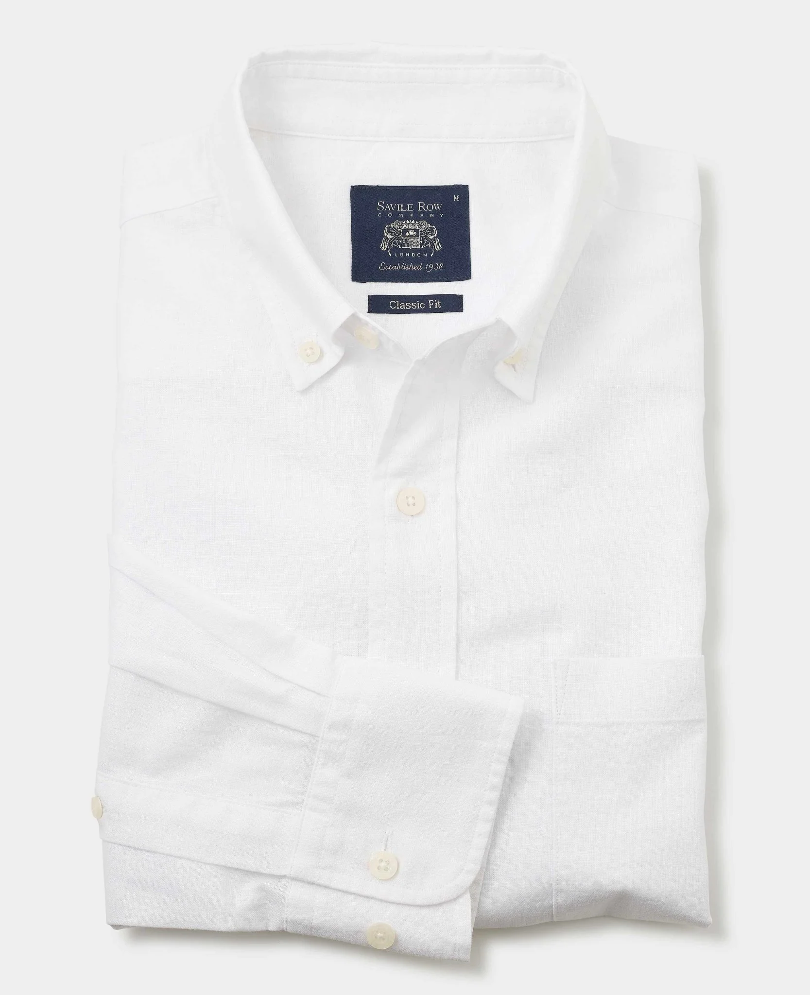 White Linen-Blend Classic Fit Casual Shirt - Image 2