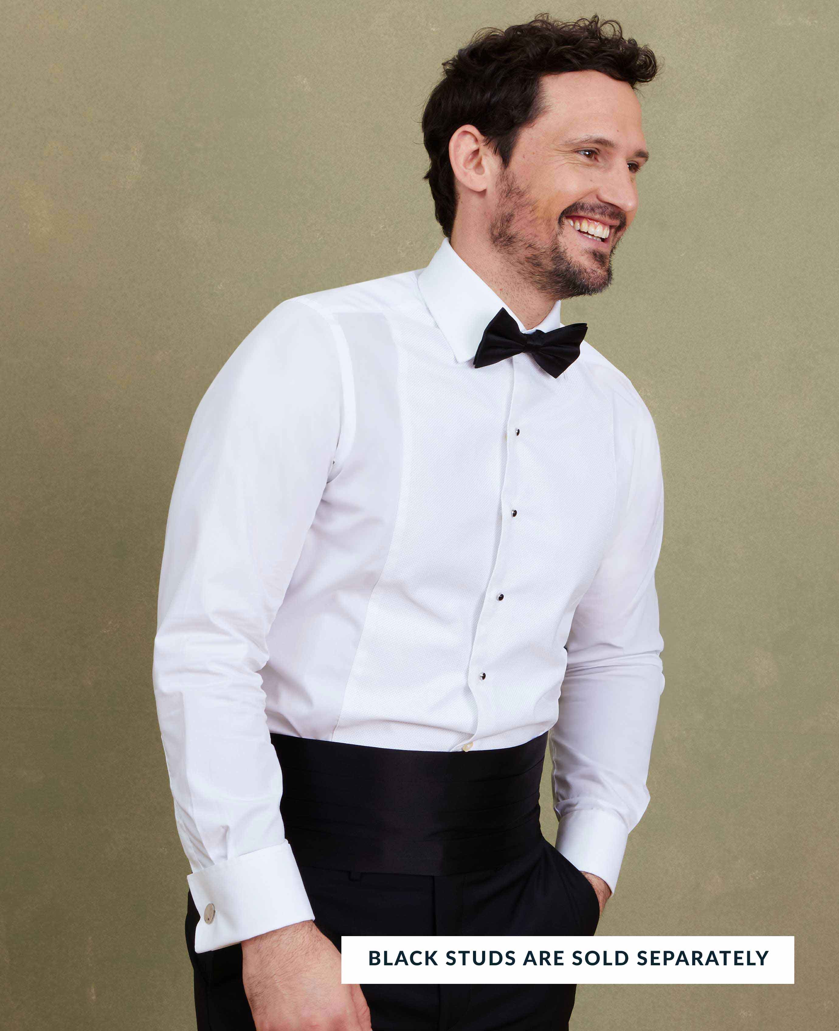 White Marcella Bib Front Slim Fit Evening Double Cuff Formal Shirt - Image 4