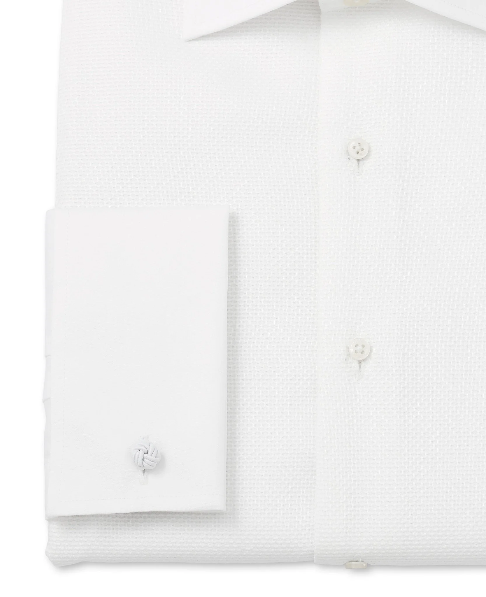White Marcella Bib Front Slim Fit Evening Double Cuff Formal Shirt - Image 9