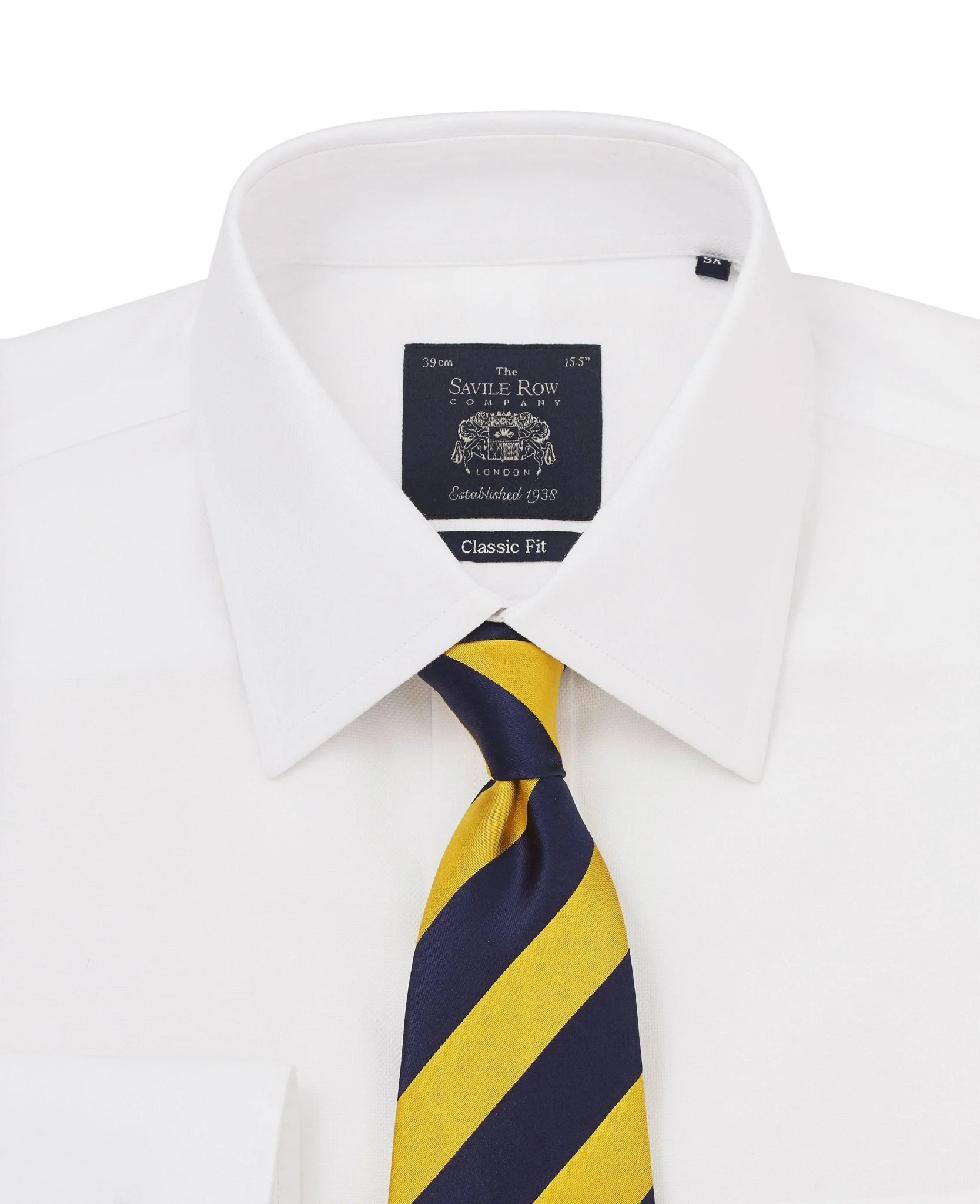 White Micro Dobby Classic Fit Non-Iron Formal Shirt - Single Cuff - Image 5