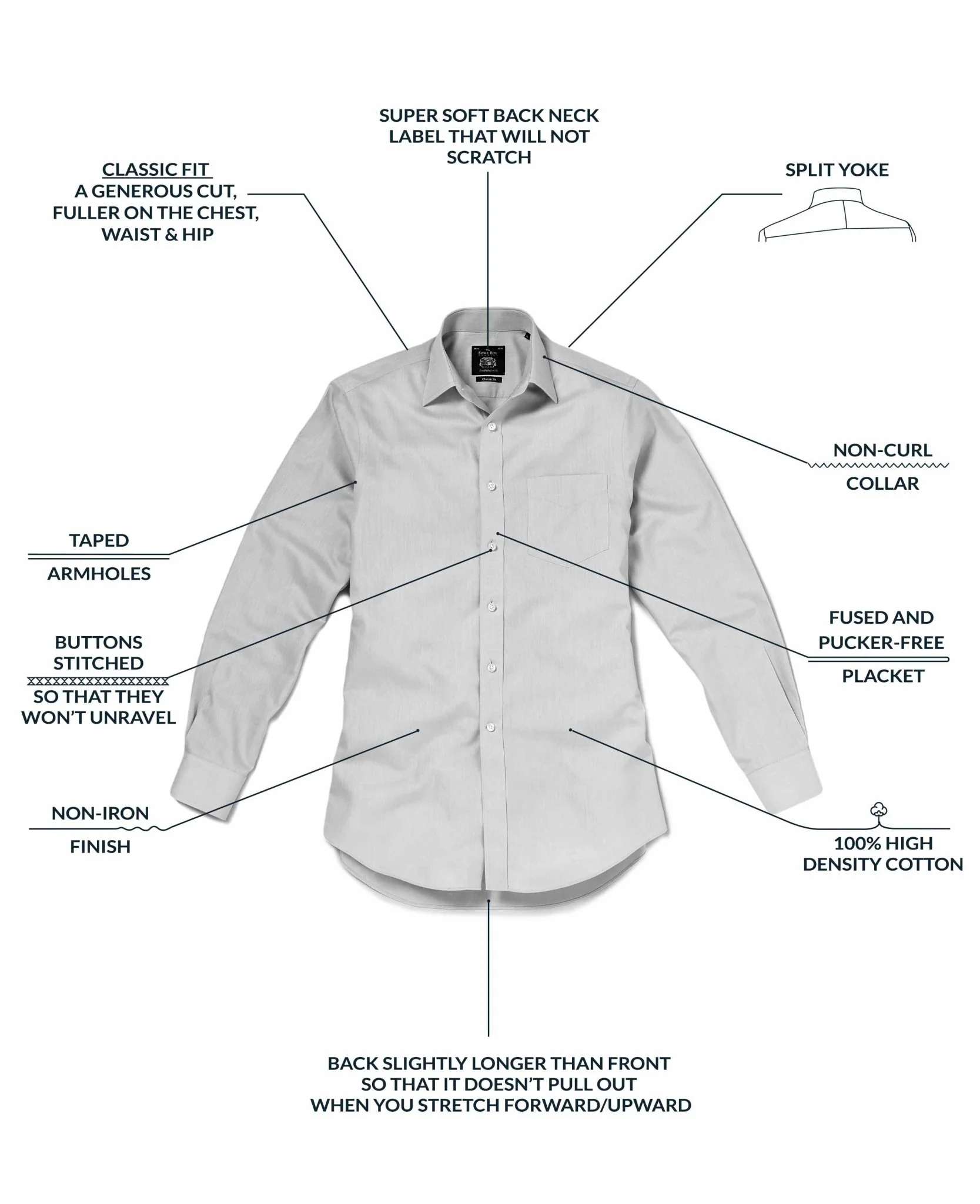 White Micro Dobby Classic Fit Non-Iron Formal Shirt - Single Cuff - Image 7