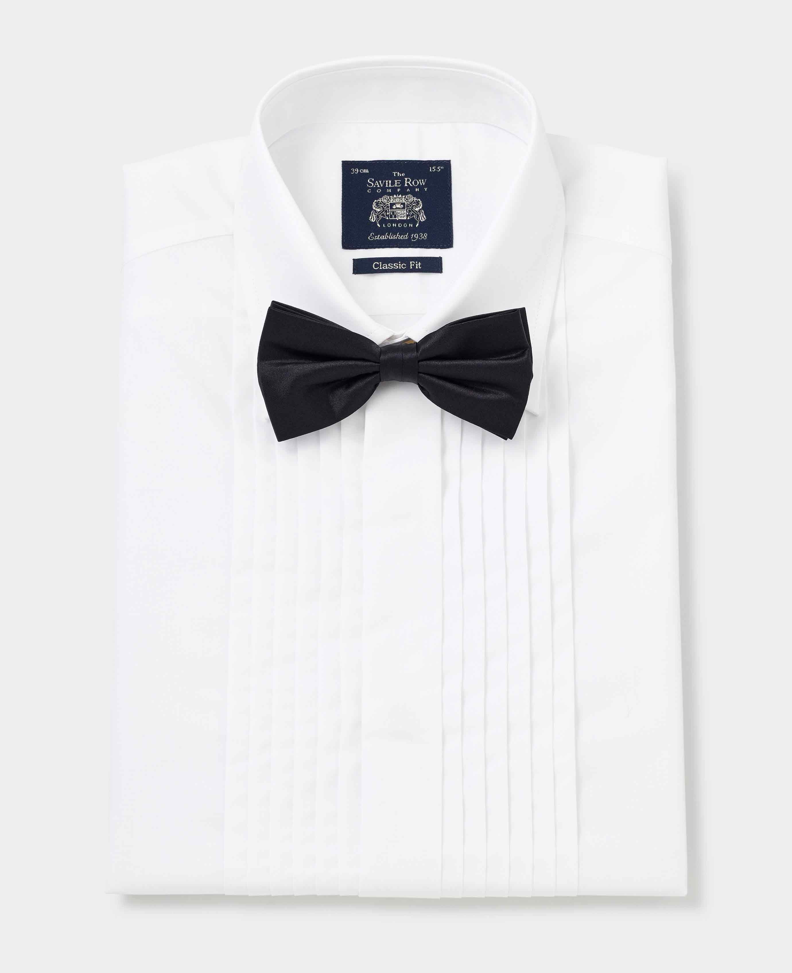 White Pleated Front Classic Fit Dress Formal Shirt - Double Cuff - Image 3