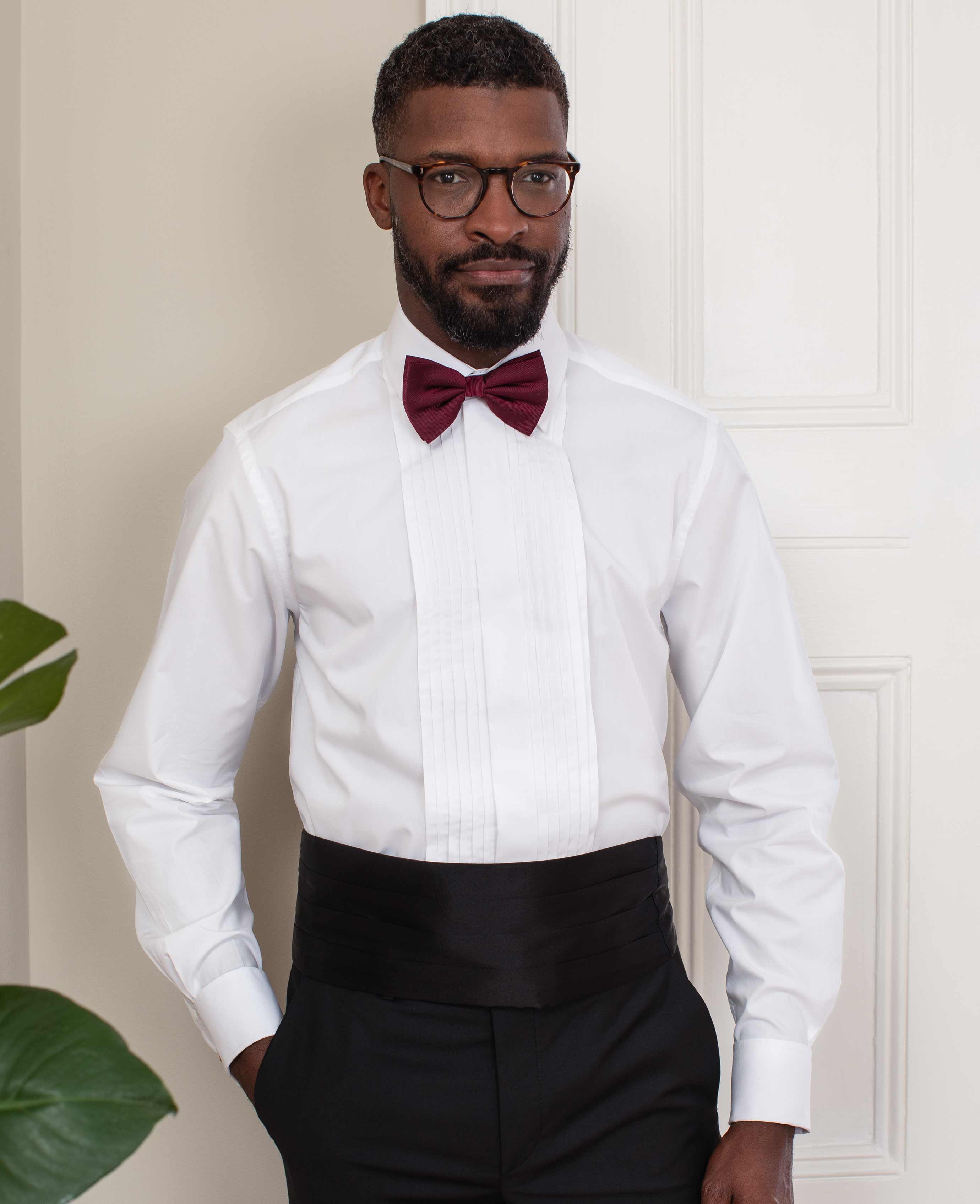 White Pleated Front Classic Fit Dress Formal Shirt - Double Cuff - Image 5