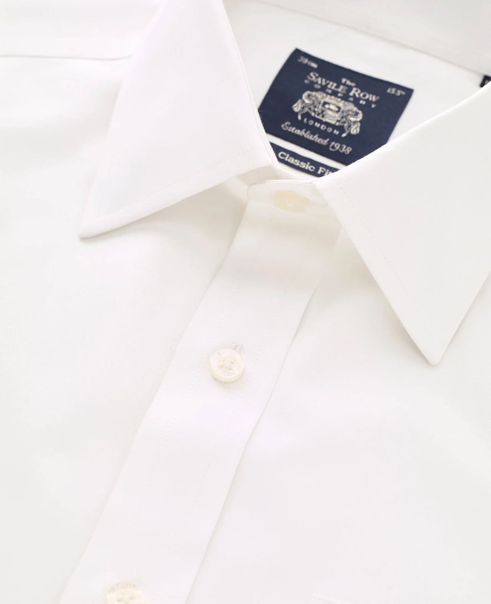 White Poplin Classic Fit Non-Iron Formal Shirt - Single or Double Cuff - Image 3
