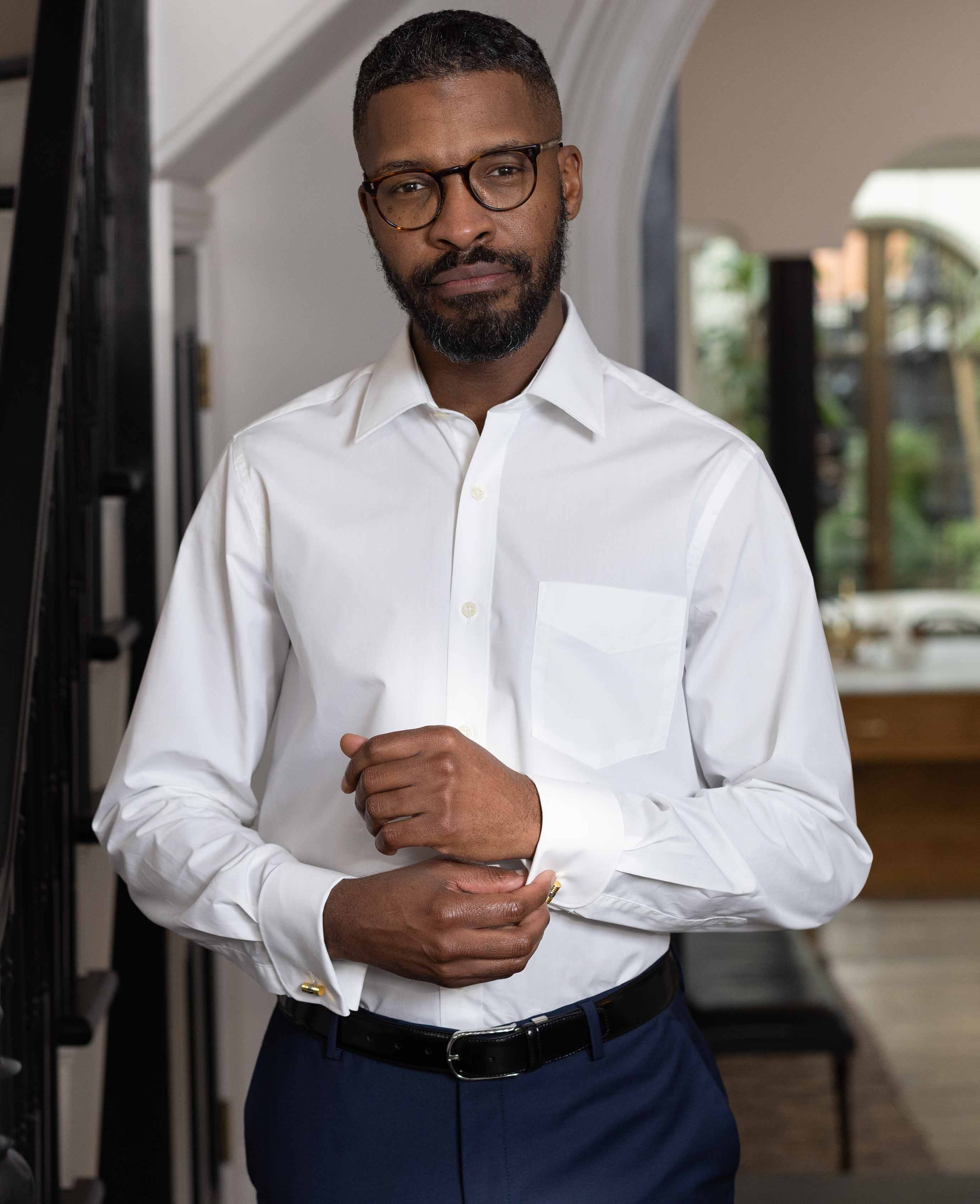 White Poplin Classic Fit Formal Shirt - Single or Double Cuff - Image 3