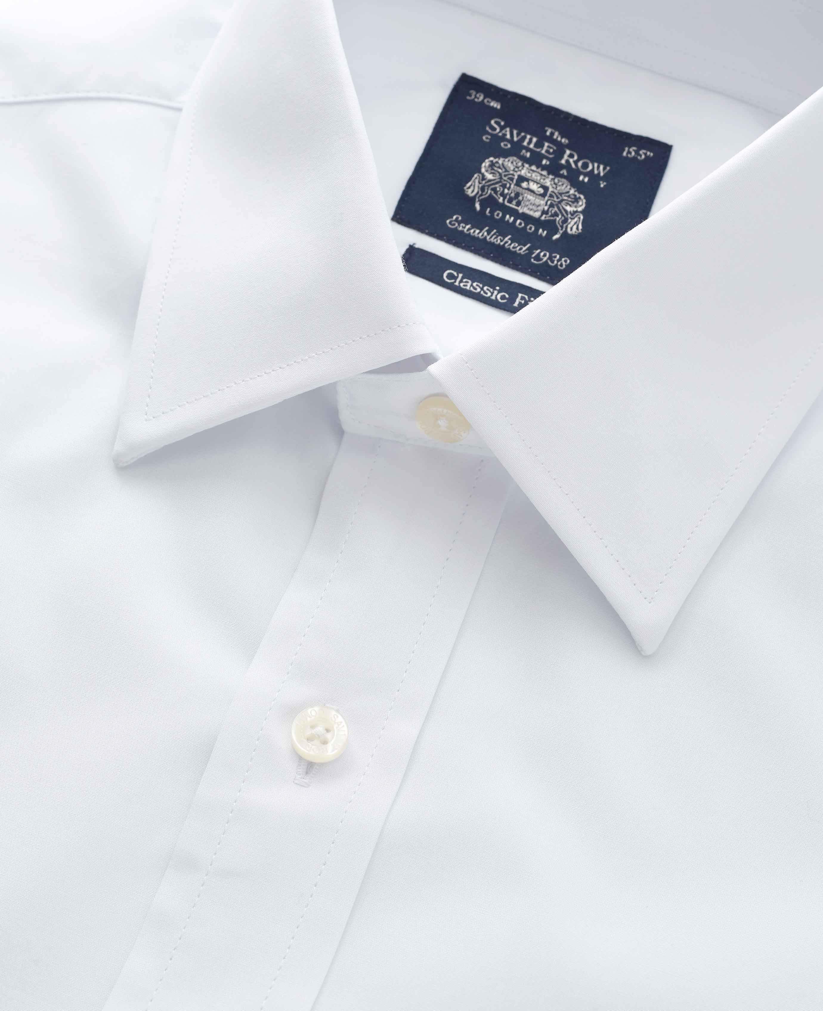 White Poplin Classic Fit Formal Shirt - Single or Double Cuff - Image 8