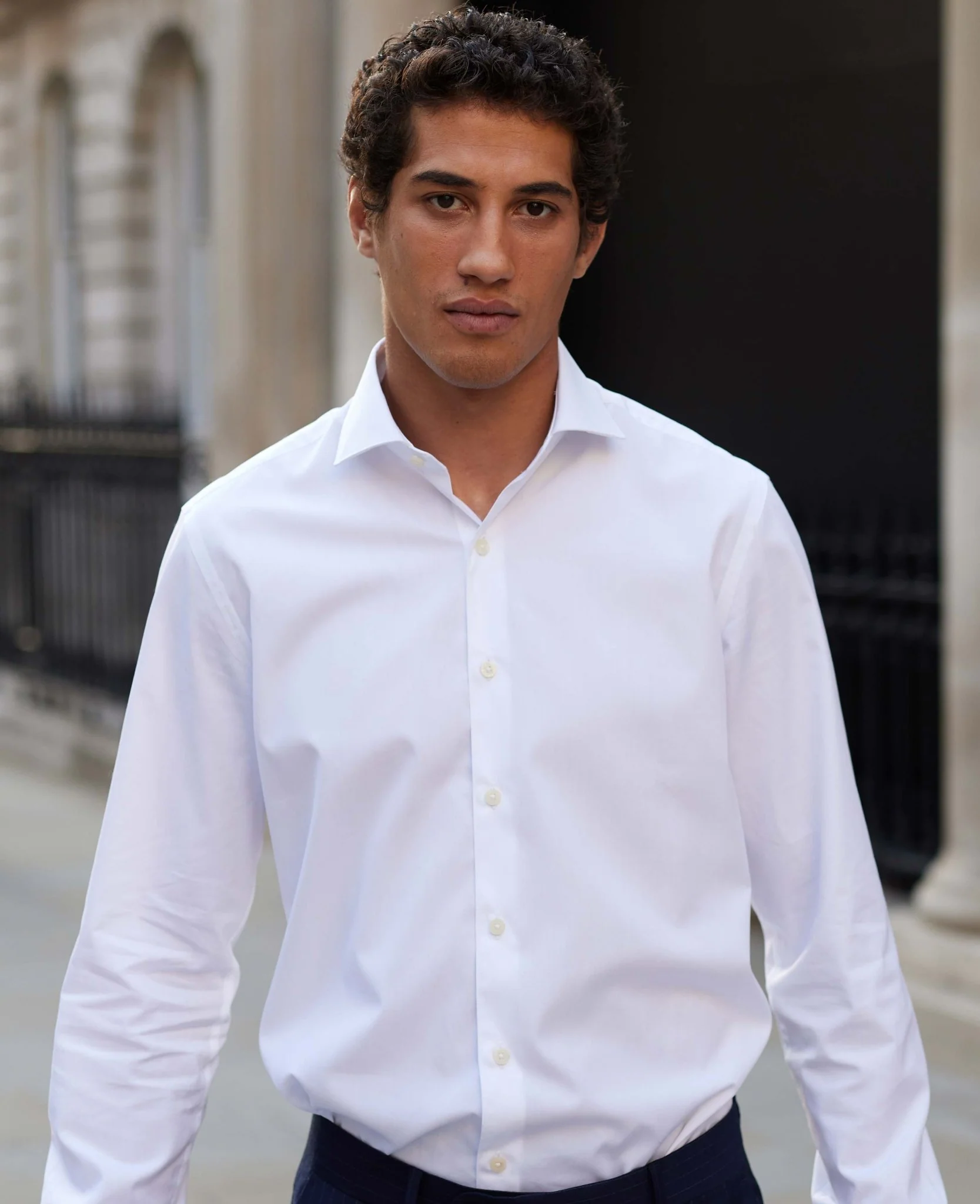 White Poplin Extra Slim Fit Shirt - Single or Double Cuff - Image 4