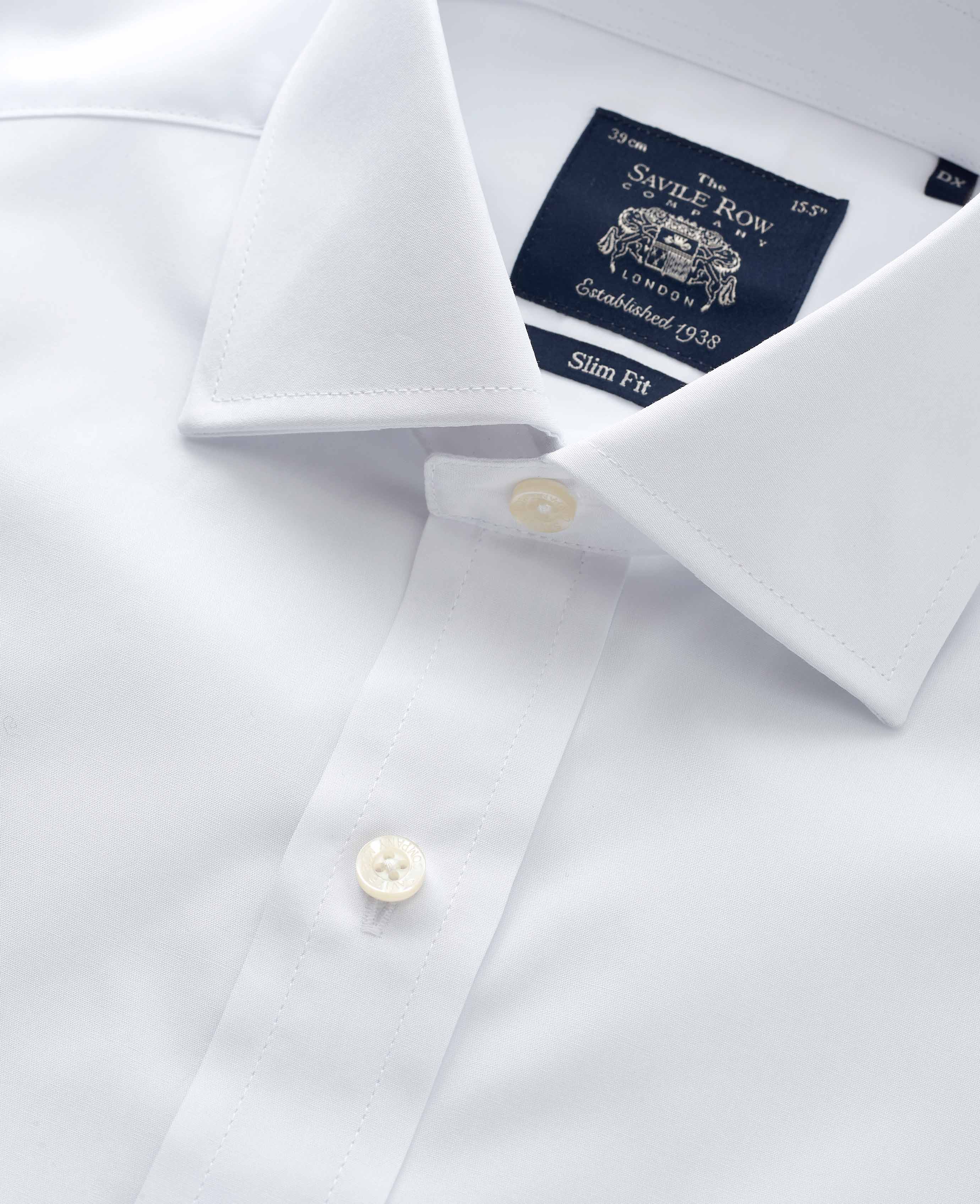 White Slim Fit Cotton Poplin Formal Shirt - Single or Double Cuff - Image 6