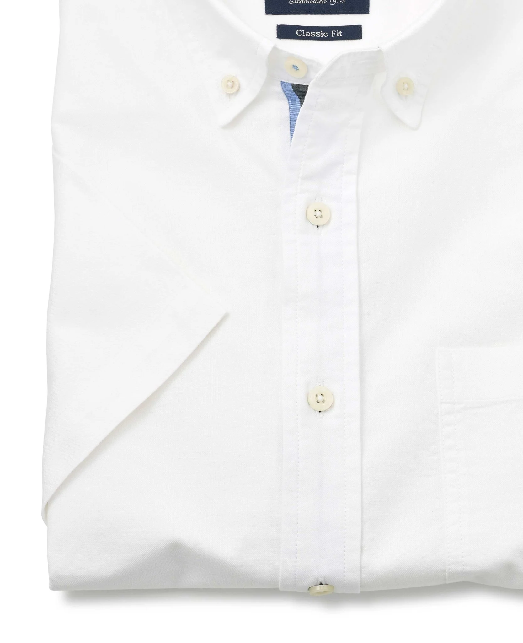 White Classic Fit Short Sleeve Oxford Shirt - Image 5