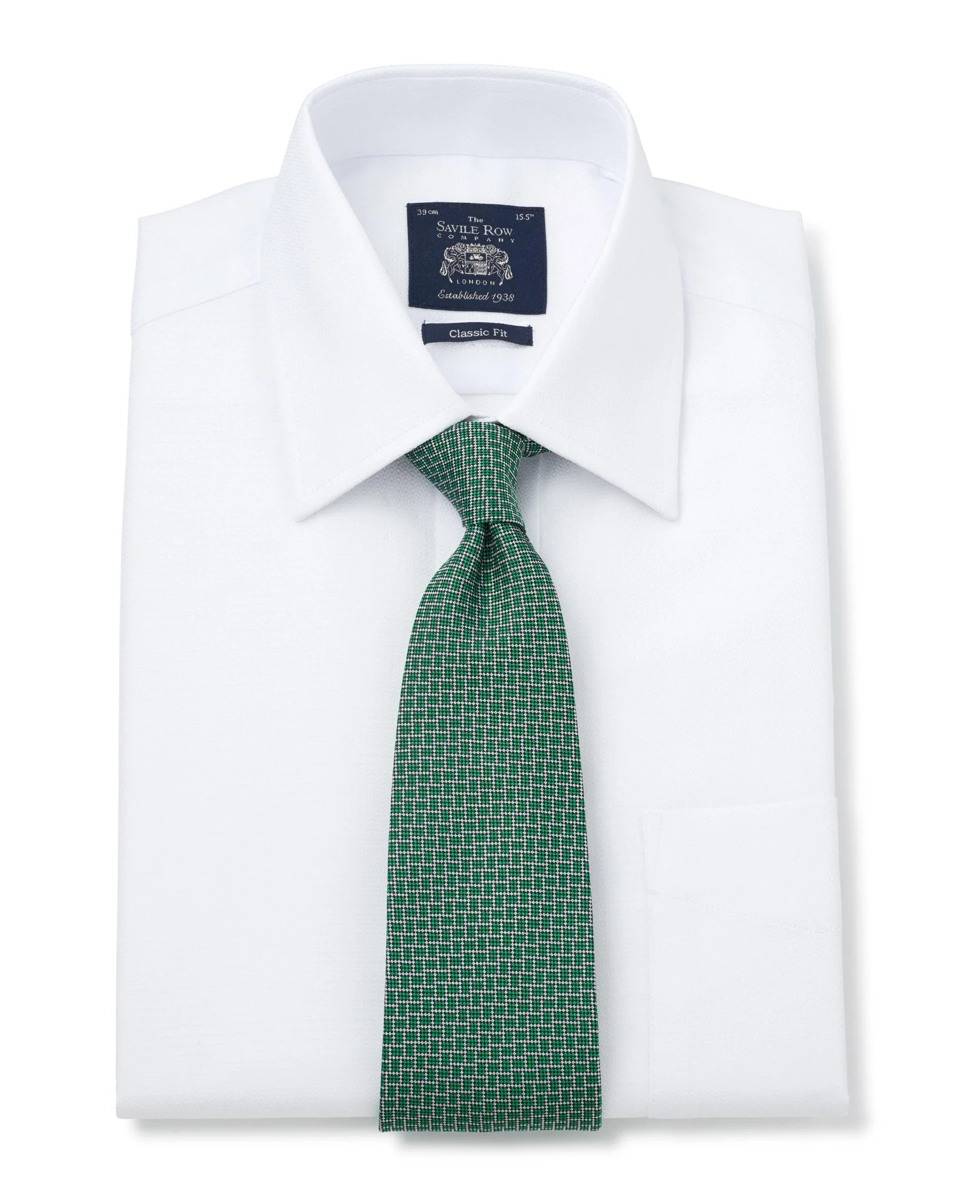 White Textured Windsor Collar Classic Fit Shirt - Single or Double Cuff - Image 3