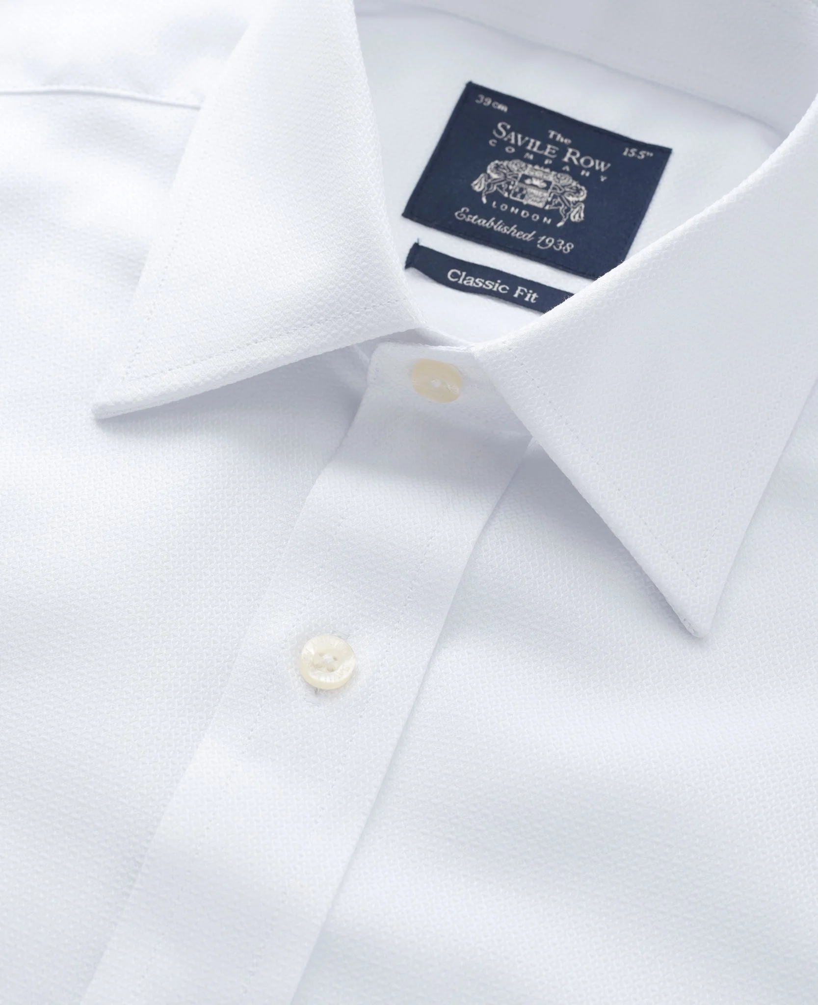 White Textured Windsor Collar Classic Fit Shirt - Single or Double Cuff - Image 5
