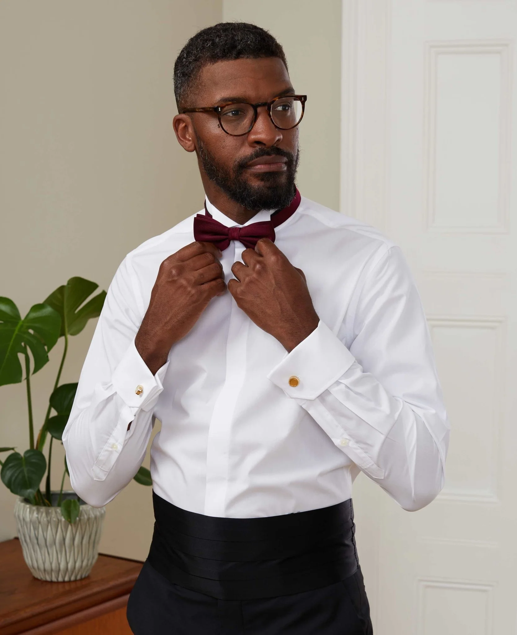 White Wing Collar Slim Fit Dress Formal Shirt - Double Cuff - Image 3